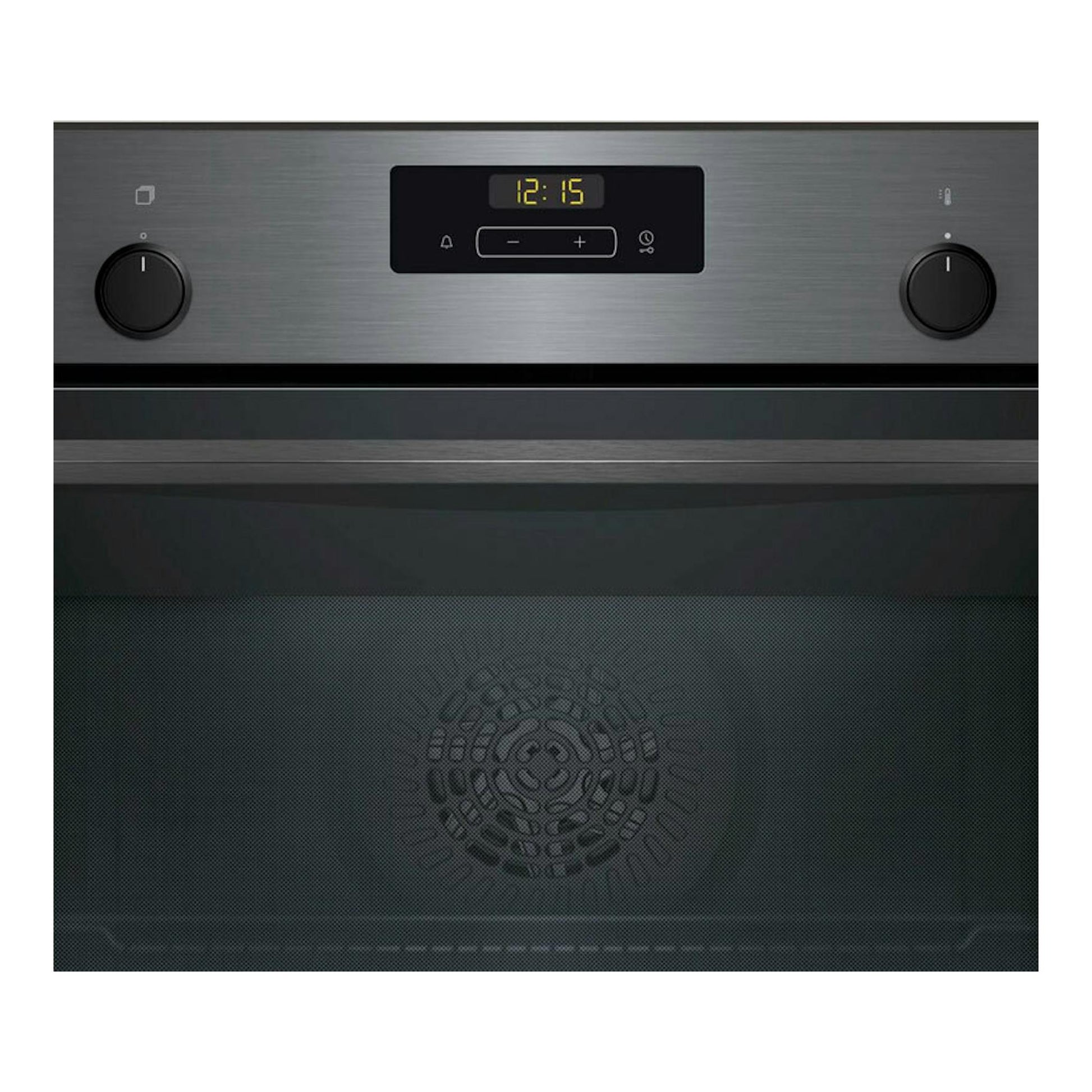 Horno Balay 3HB4131G3 grafito, vista frontal, con dos mandos y display digital en 12:15.
