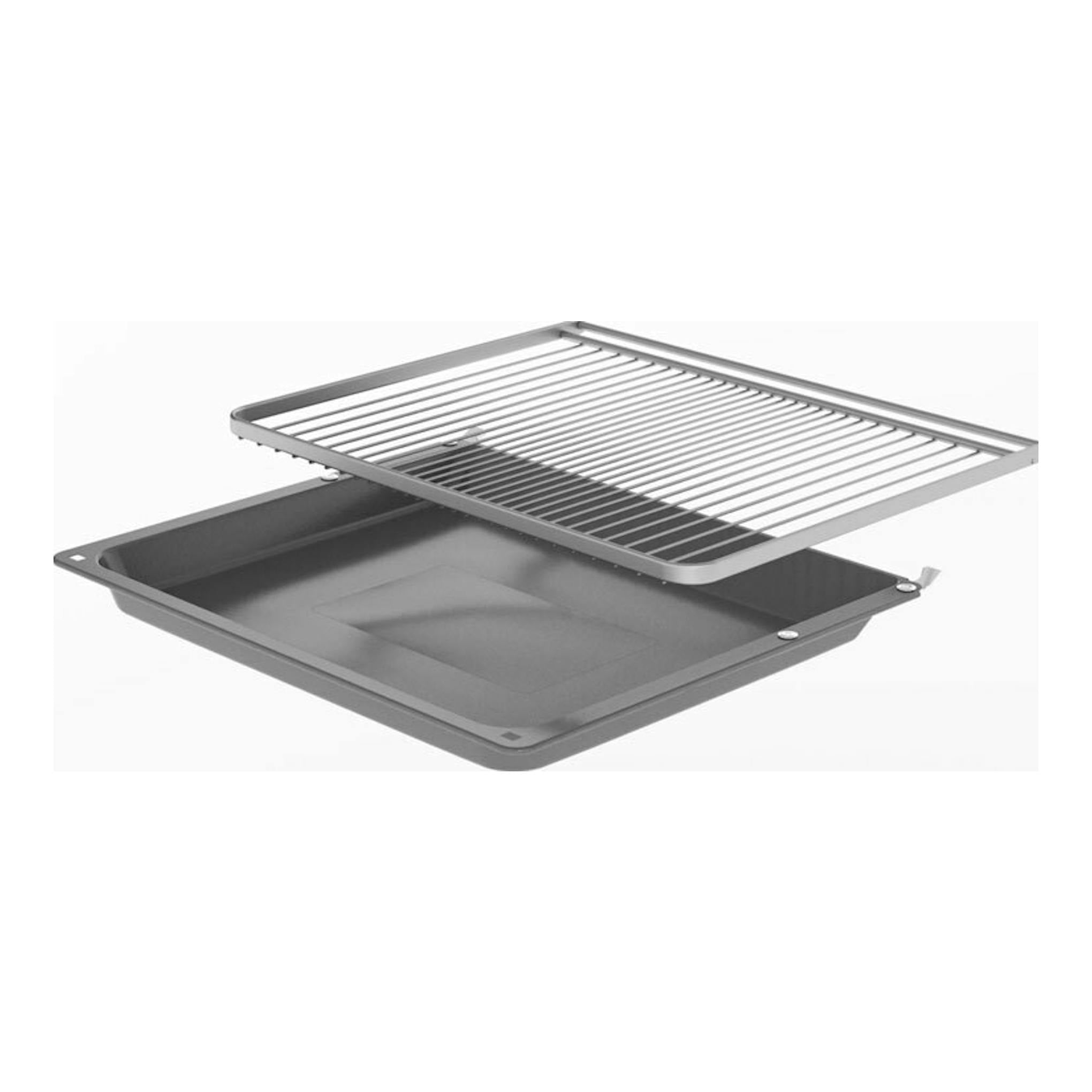 Balay 3HB413CX3 inox: rejilla y bandeja de horno gris metálico en vista frontal.