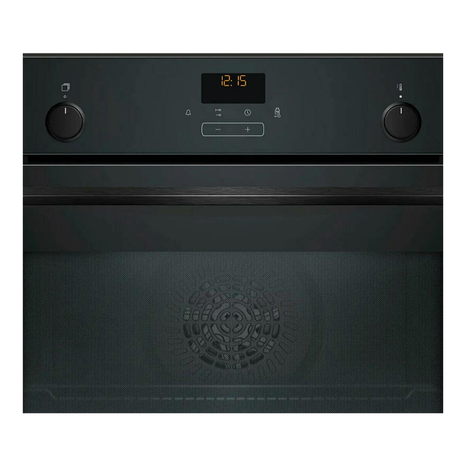 Horno Balay 3HB5159N3 negro, vista frontal, con dos mandos y panel digital central.