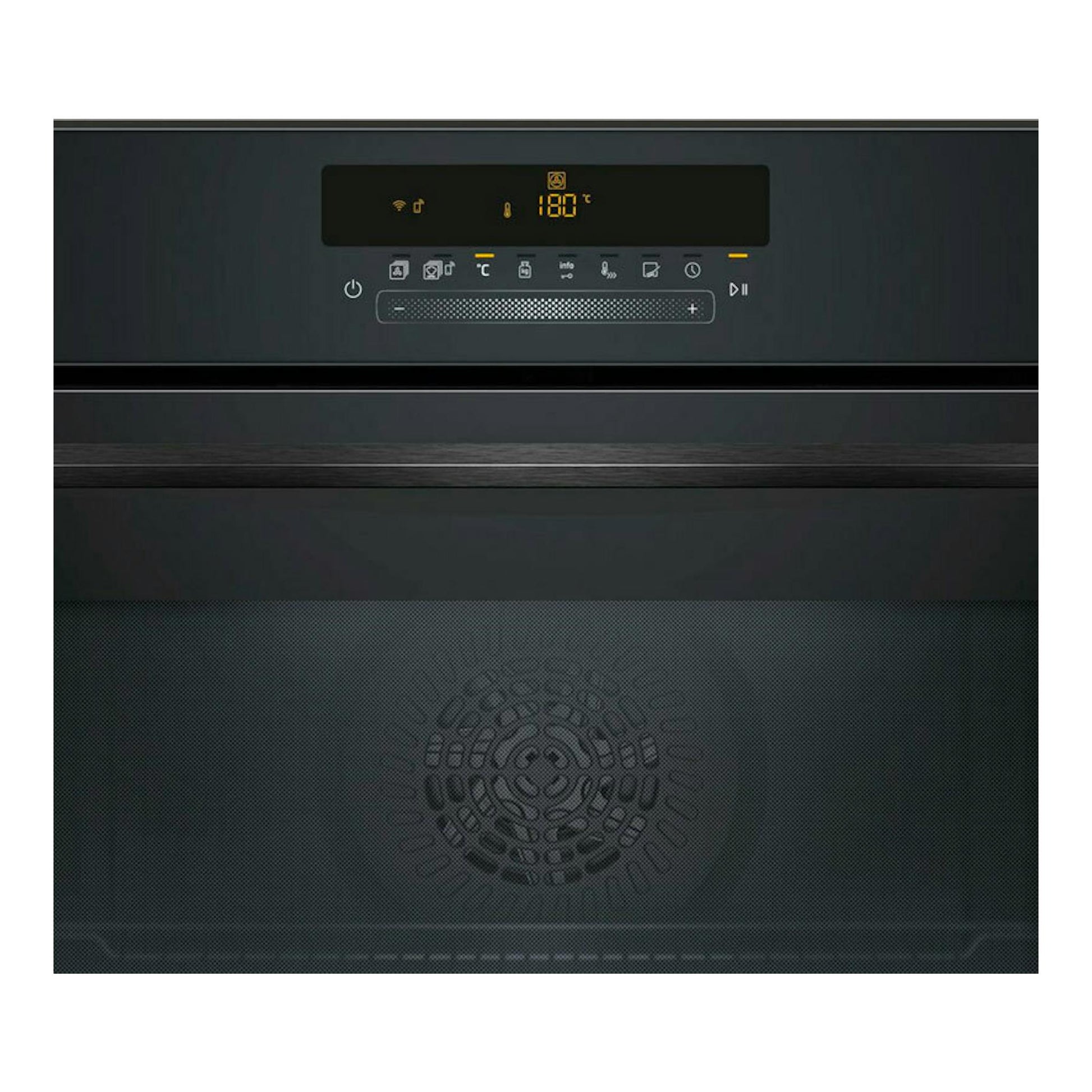 Balay 3HB5879N7, horno empotrable negro, vista frontal con panel digital y puerta de cristal.
