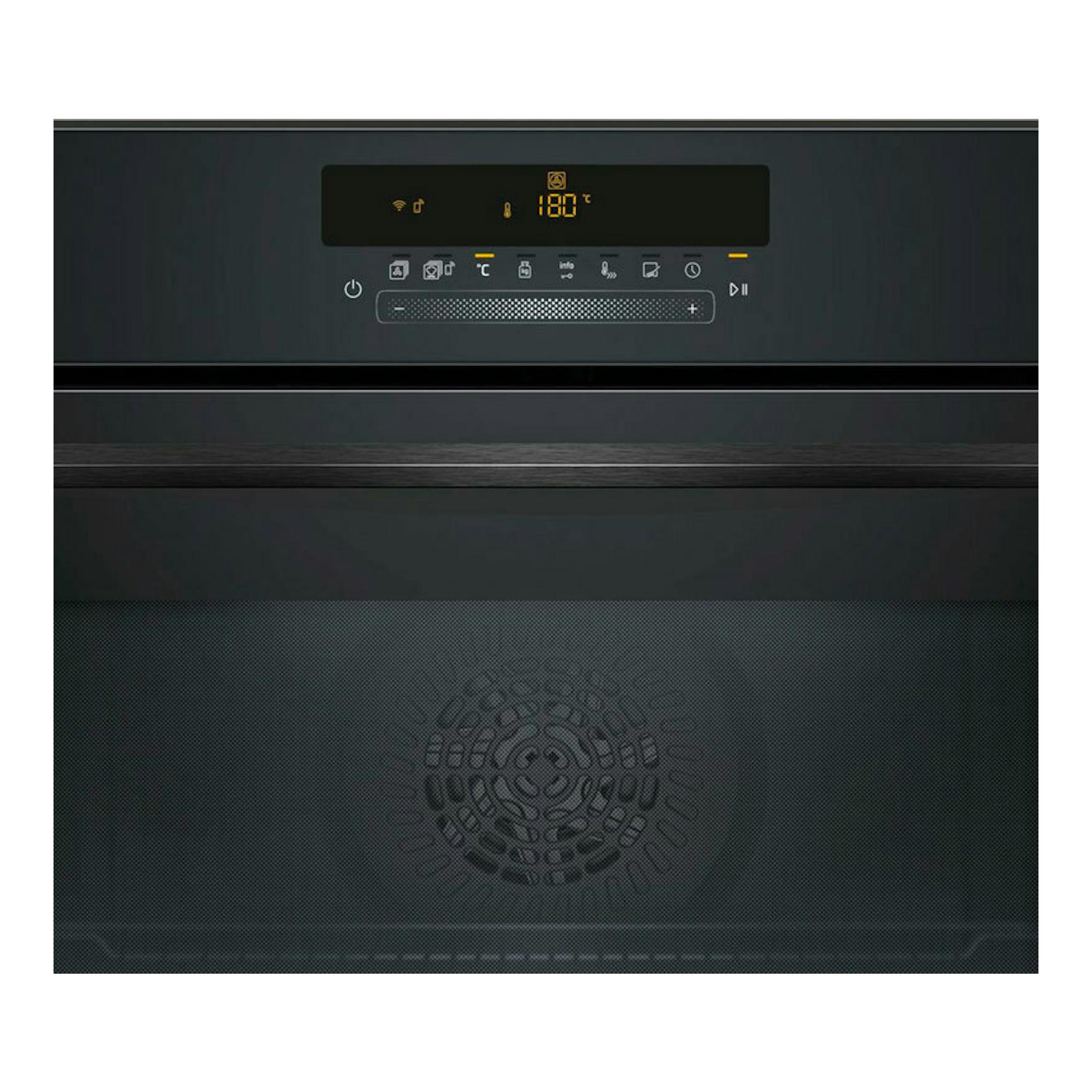 Balay 3HB5879N7, horno empotrable negro, vista frontal con panel digital y puerta de cristal.