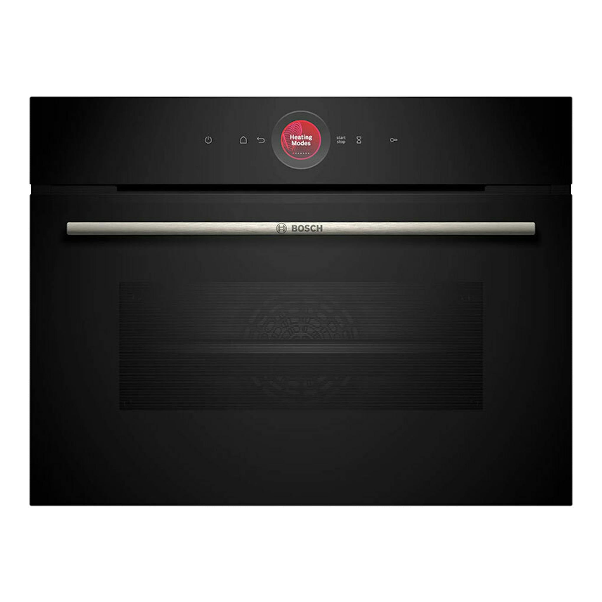 Horno Bosch CBG7741B1 negro, vista frontal con panel táctil y asa metálica.