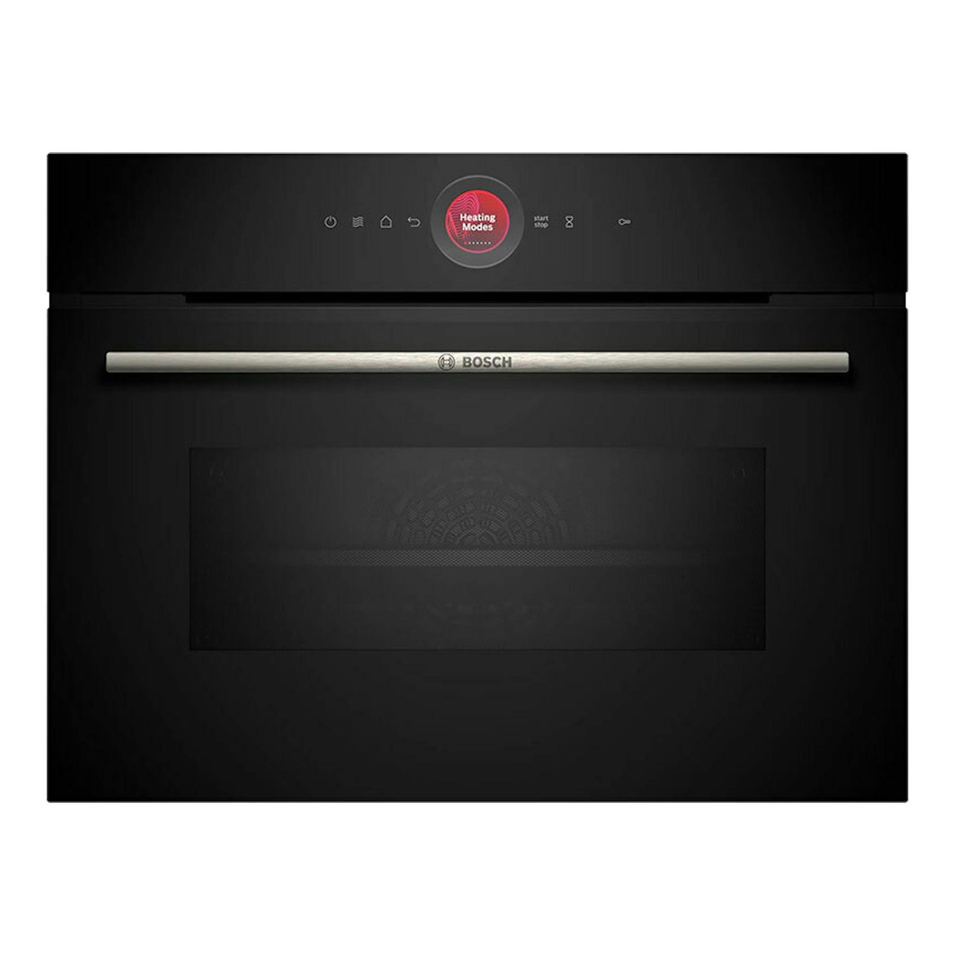 Horno Bosch CMG7241B1 negro, vista frontal con panel digital y puerta de vidrio oscura.