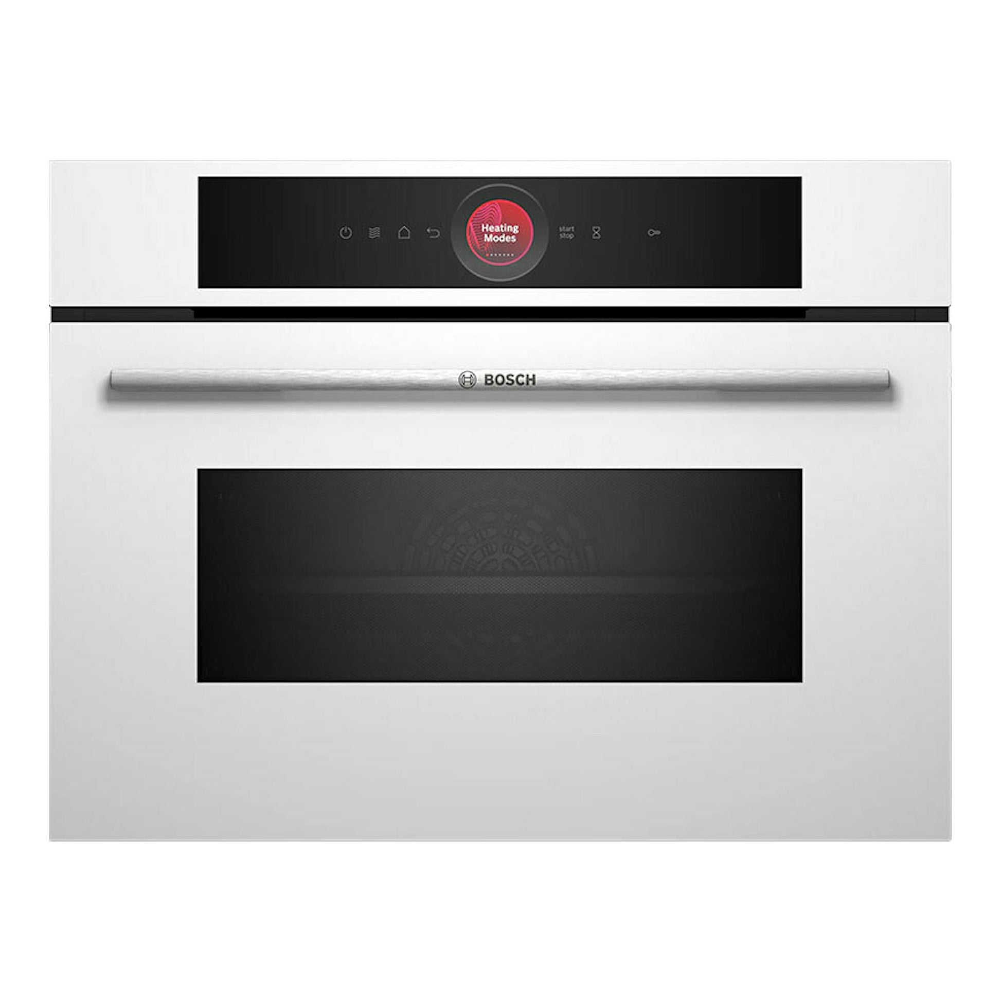 Horno Bosch CMG7241W1 blanco, vista frontal con panel digital negro y puerta con ventana.