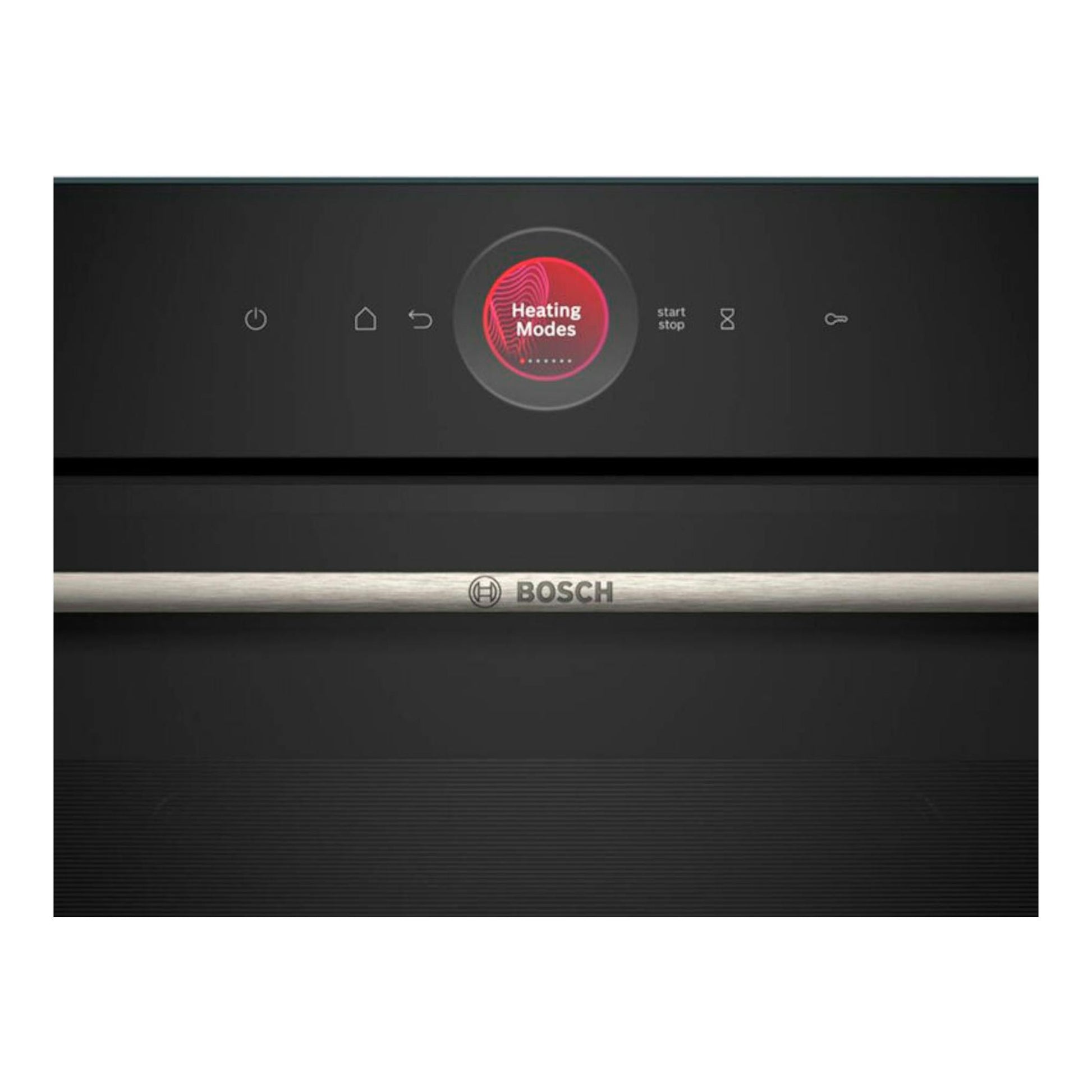 Horno Bosch HBG724AB1 negro, vista frontal con panel táctil y pantalla circular central.