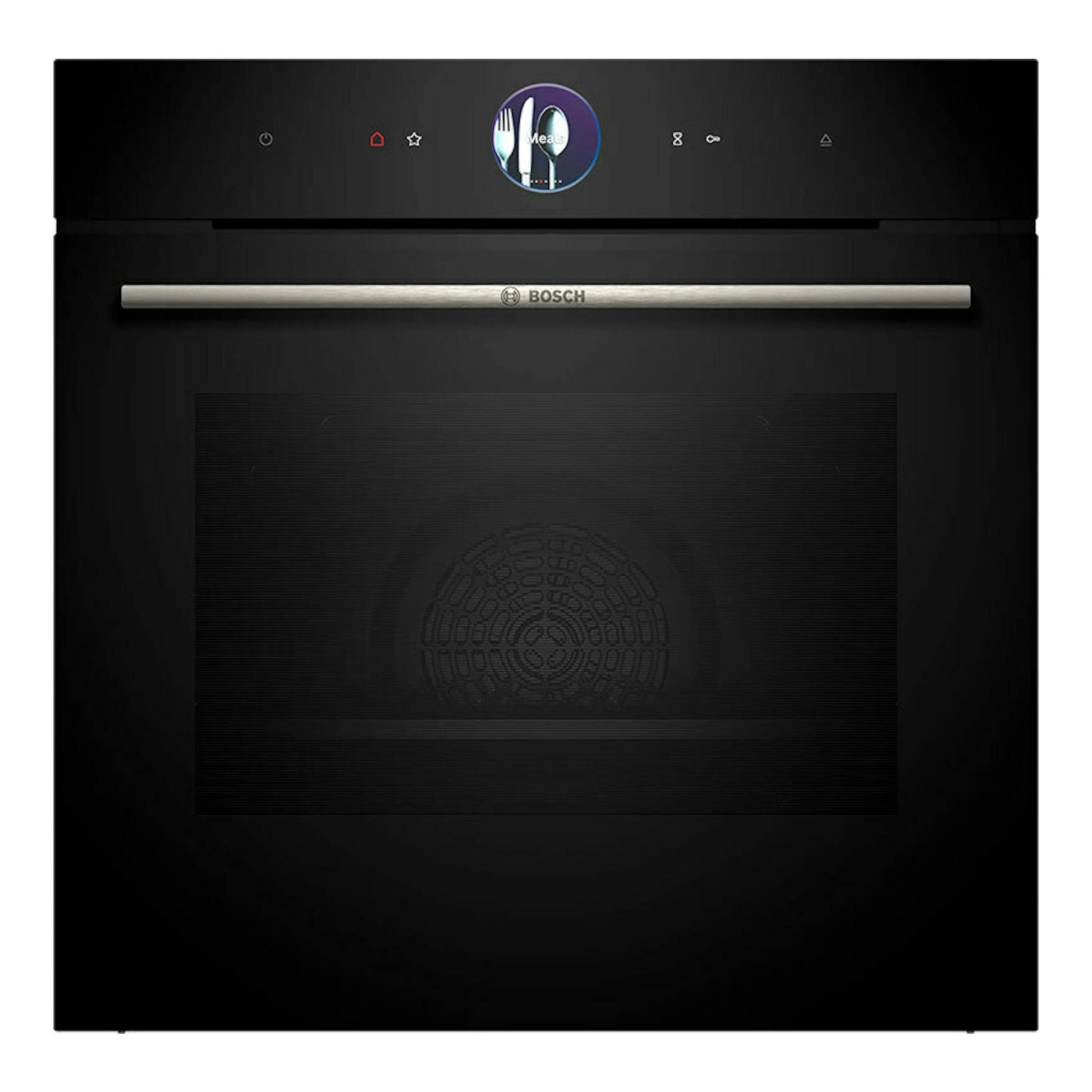 Horno Bosch HSG7361B1 negro, vista frontal, con puerta de cristal oscuro y panel táctil superior.