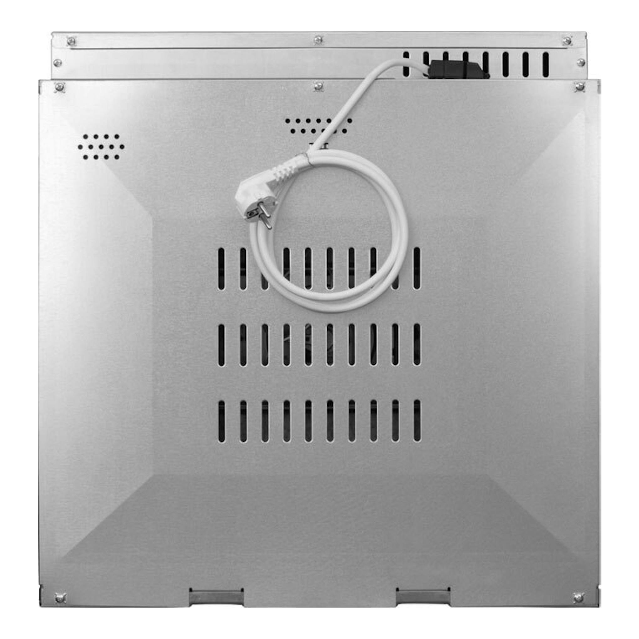 Parte trasera de horno Fagor 8H-875TCX inox, vista posterior con cable de alimentación.