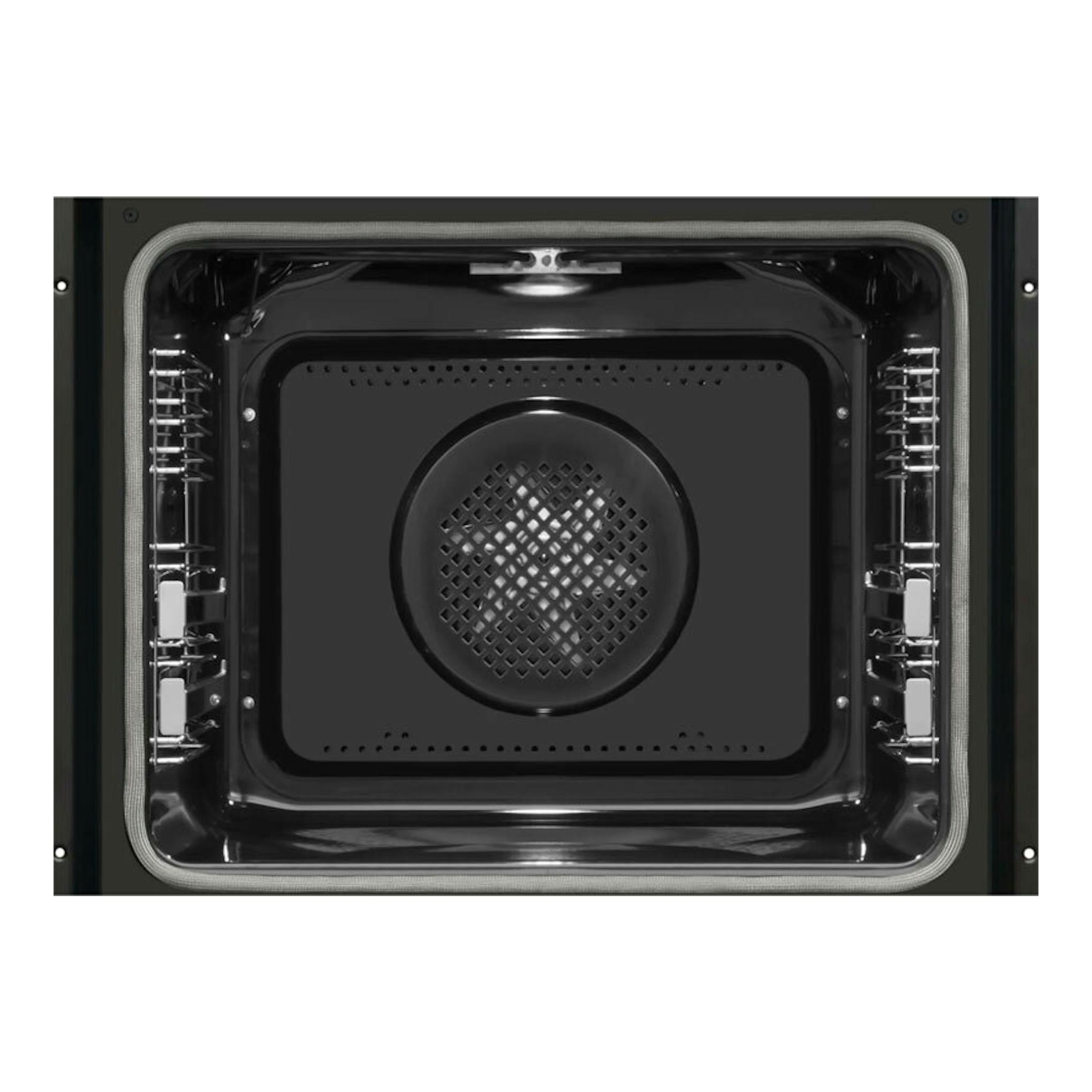 Horno Fagor 9H-798TEN negro, vista frontal del interior con ventilador central.