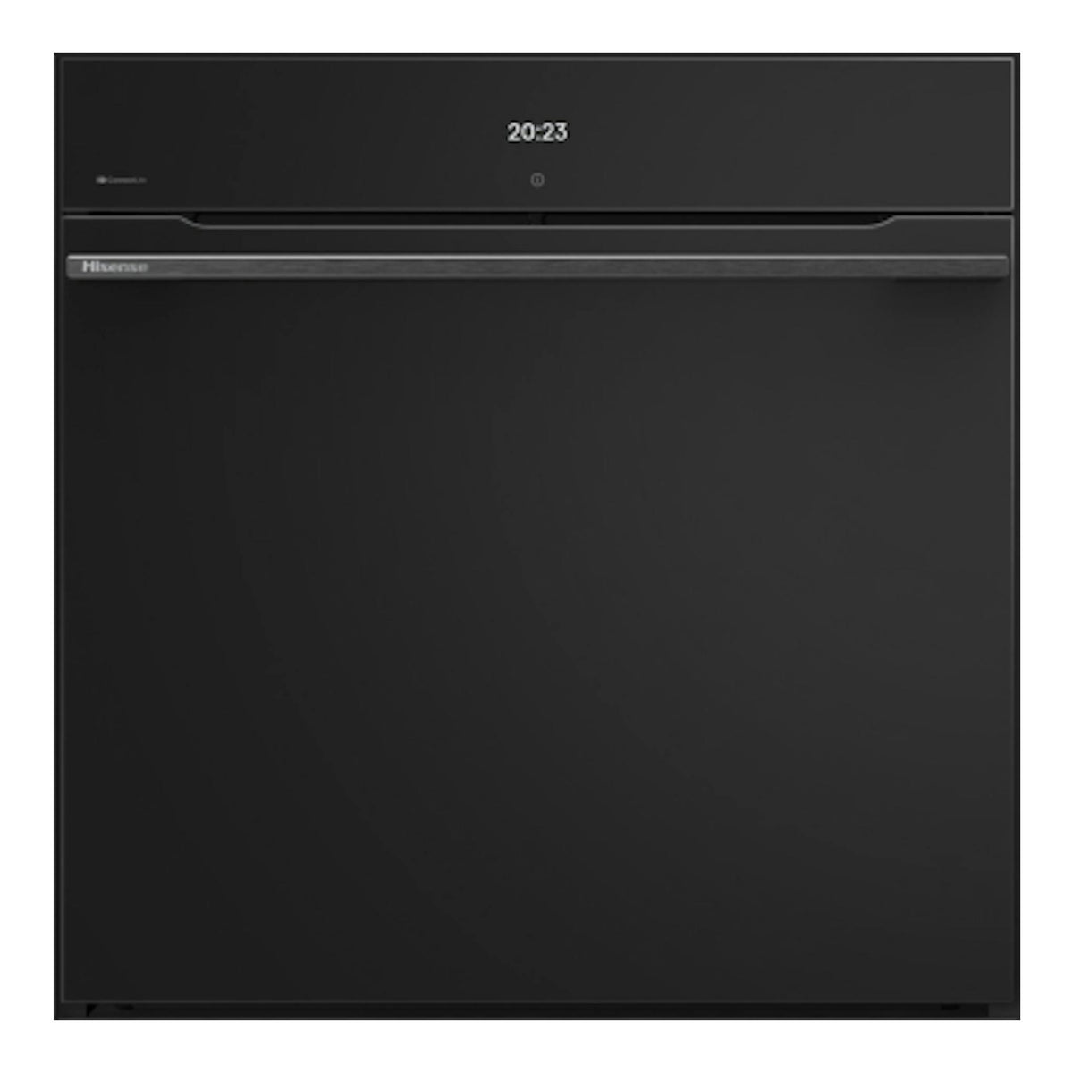 Horno empotrado Hisense BI611A8B negro, vista frontal, con pantalla digital y puerta lisa.
