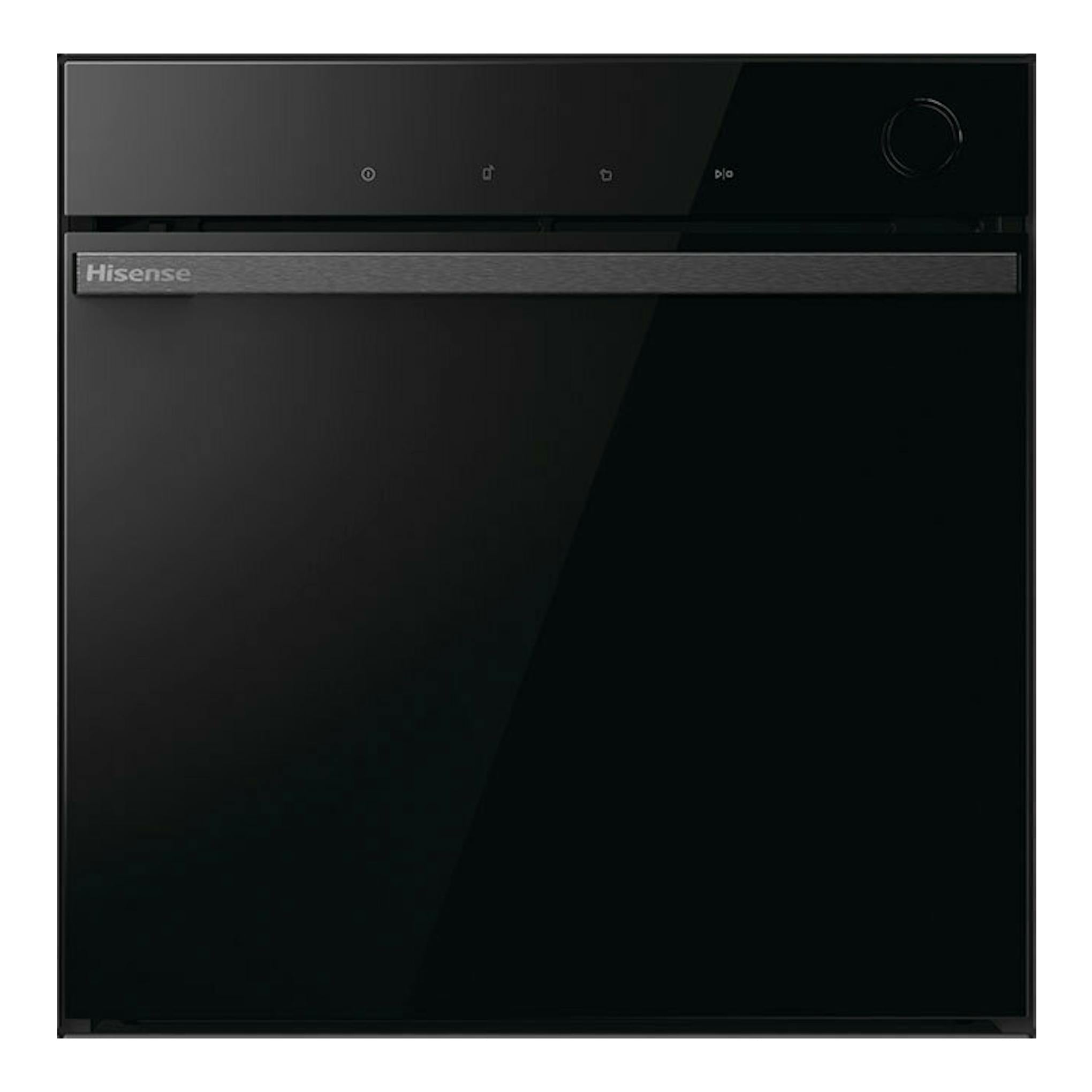 Hisense BSA66346PBGWIFI, horno empotrado negro, vista frontal, con panel superior y puerta de cristal.