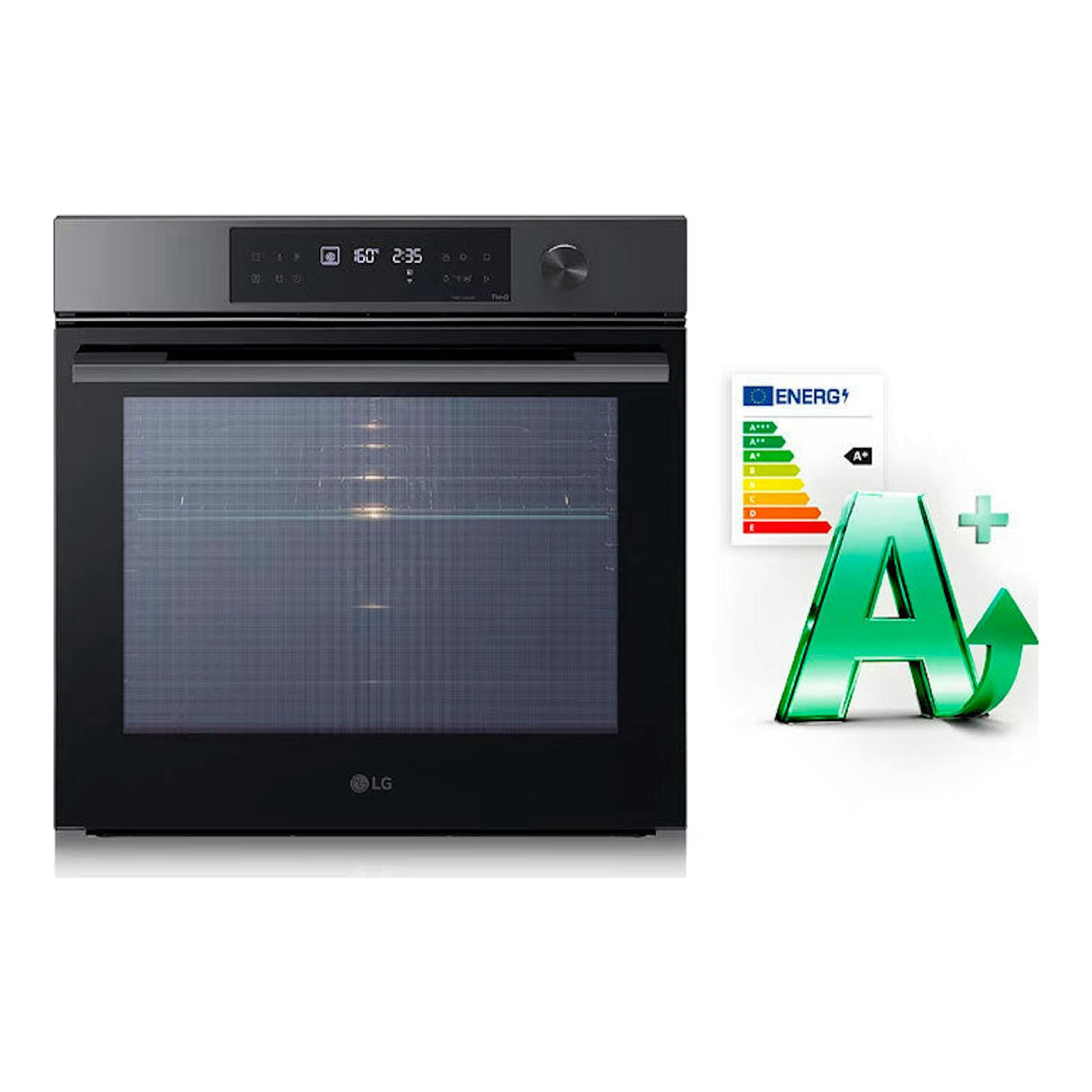 Horno LG WSED7612B negro, vista frontal, con panel digital y puerta de vidrio.