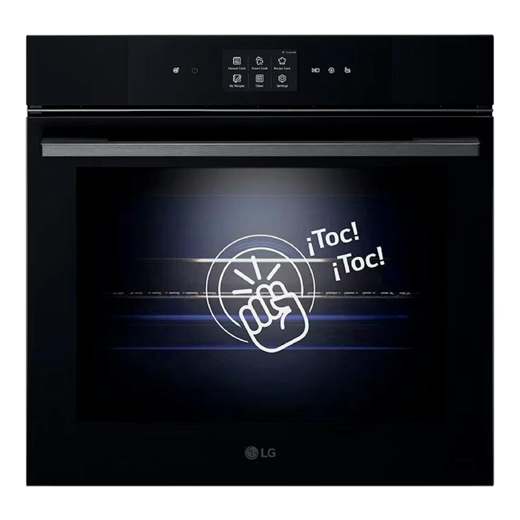 Horno empotrable LG WSED7666M negro, vista frontal, con panel táctil superior y puerta de vidrio.