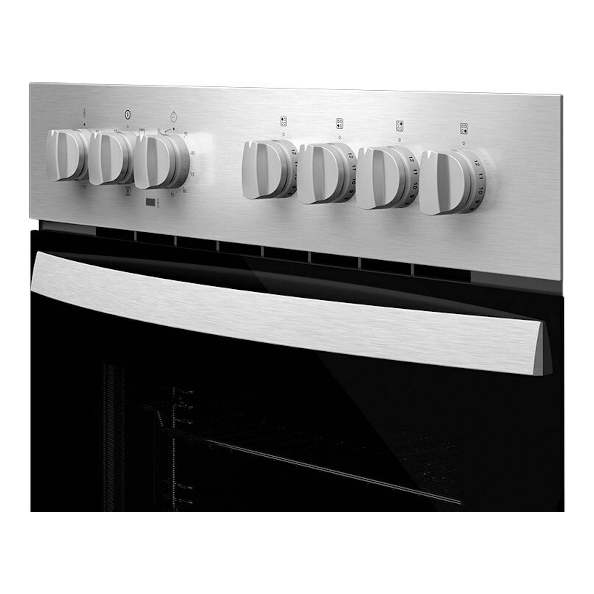 Horno Teka HBE 615 ME Inox, vista frontal, acero inoxidable con puerta de cristal negro y mandos.