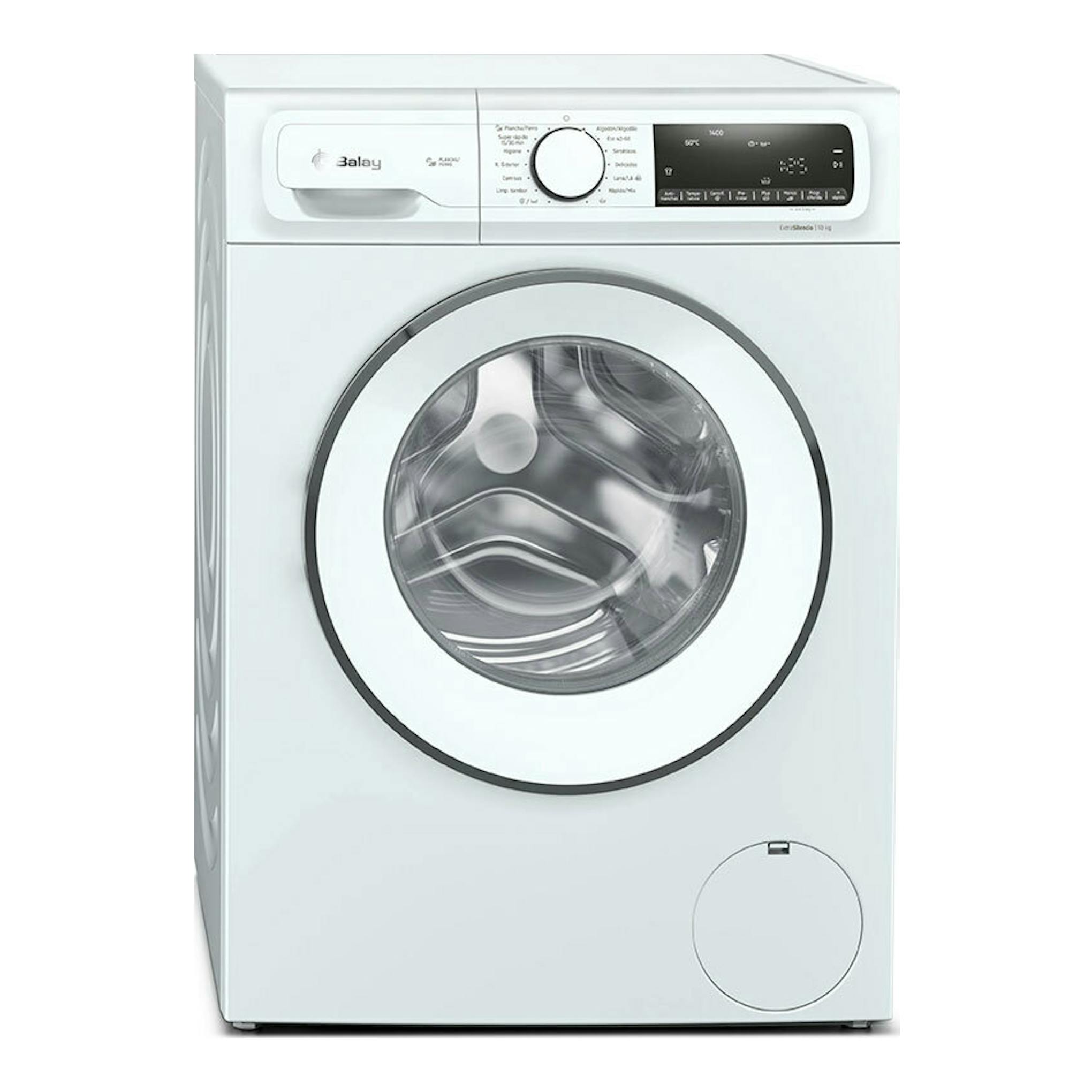 Lavadora Balay 3TS3107BD blanca, vista frontal, con puerta circular y panel digital superior.
