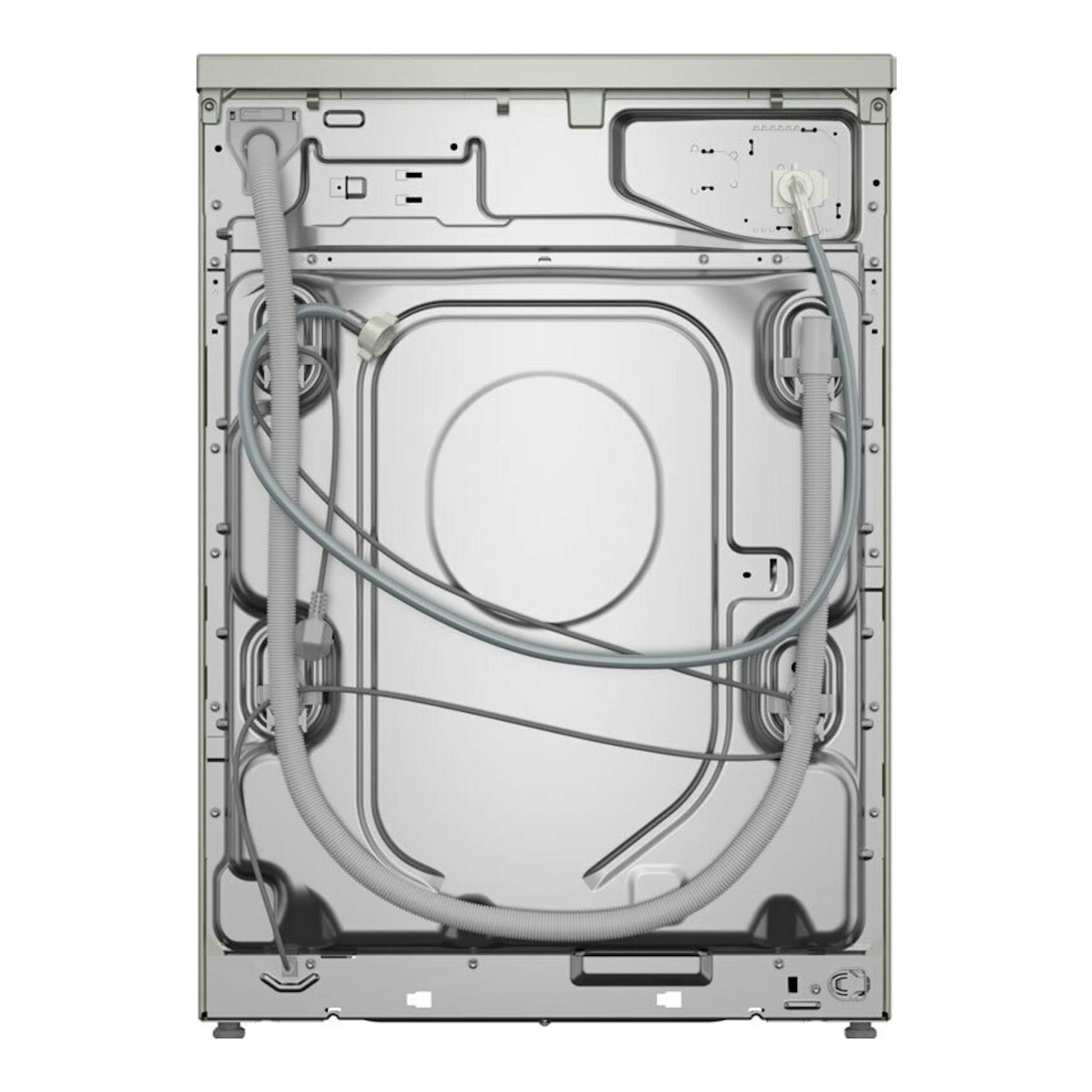 Balay 3TS495XS, lavadora vista trasera en color blanco, con mangueras y conexiones visibles.