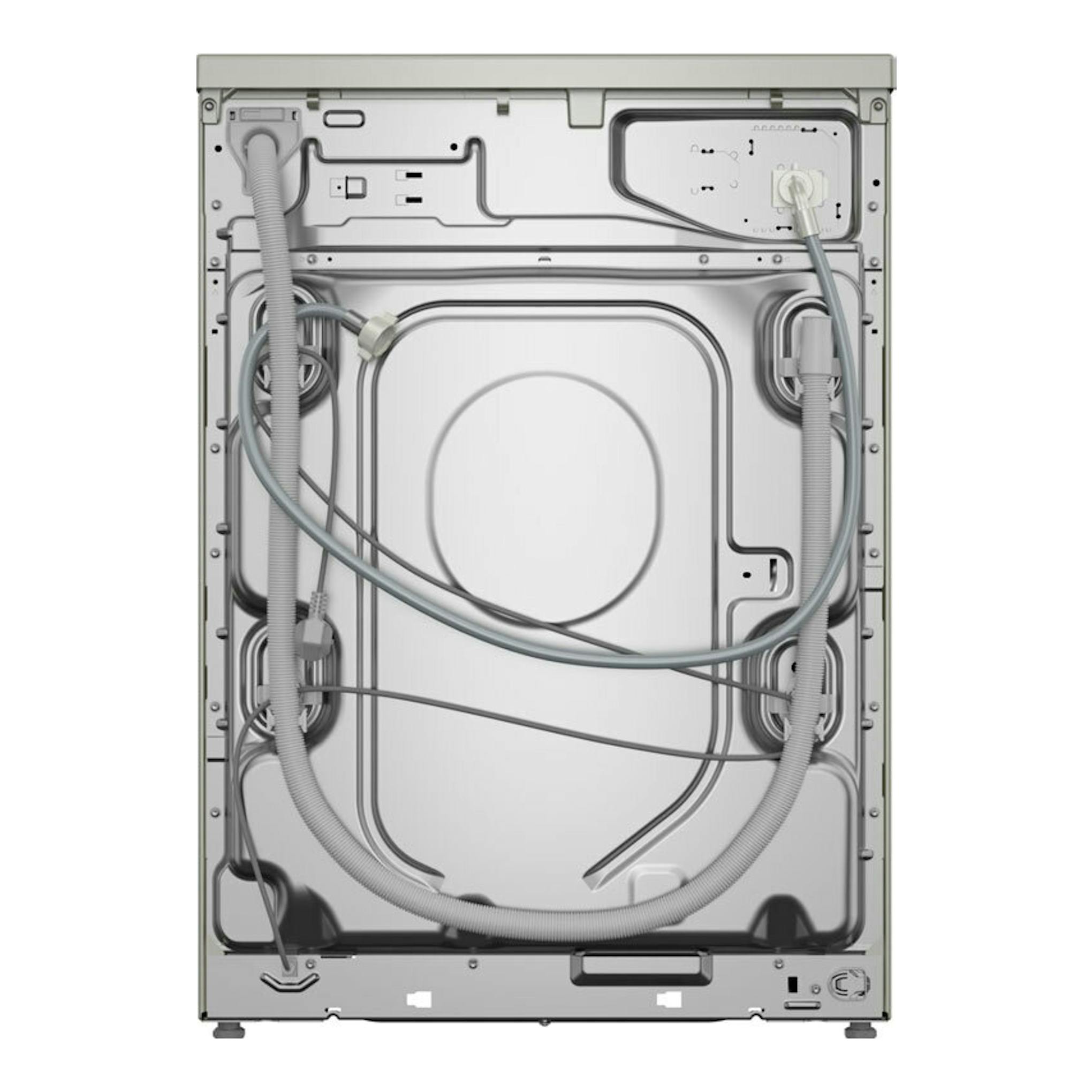 Balay 3TS495XS, lavadora vista trasera en color blanco, con mangueras y conexiones visibles.