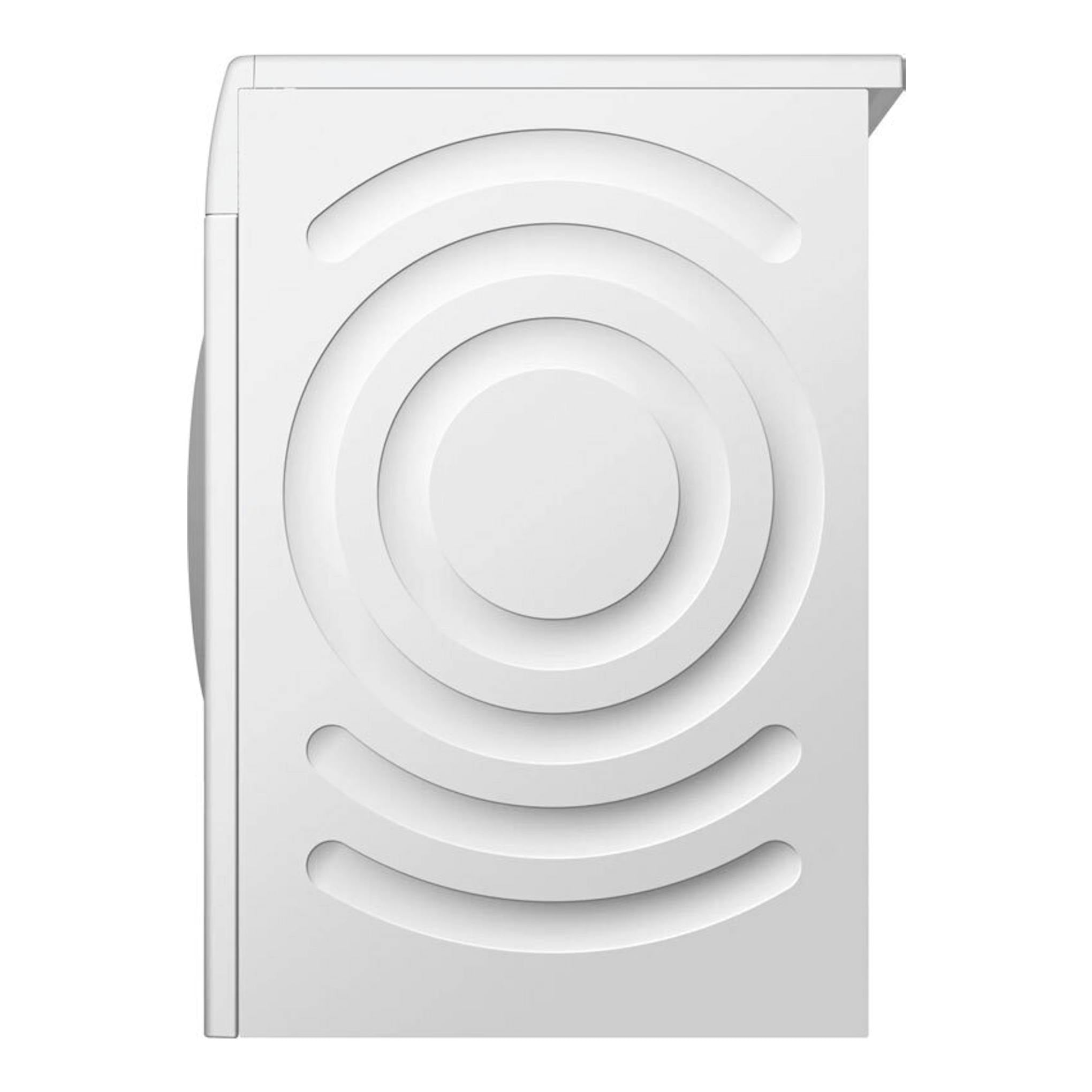 Lavadora Bosch WGB25400ES blanca, vista frontal, con puerta circular y panel liso.