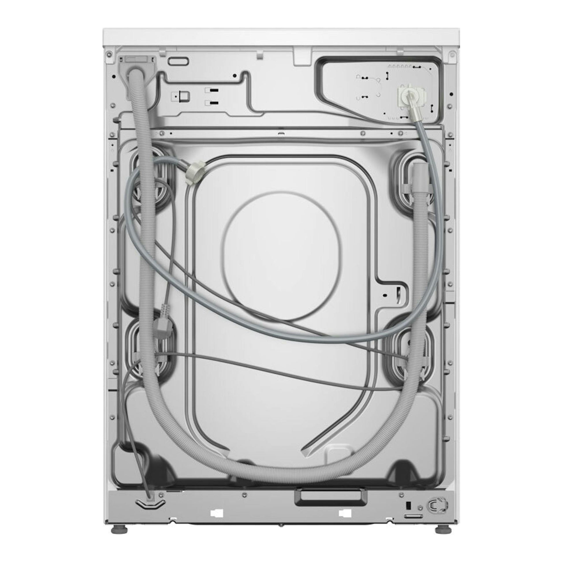 Bosch WGG256Z1ES, vista trasera de lavadora blanca con mangueras y cableado visibles.