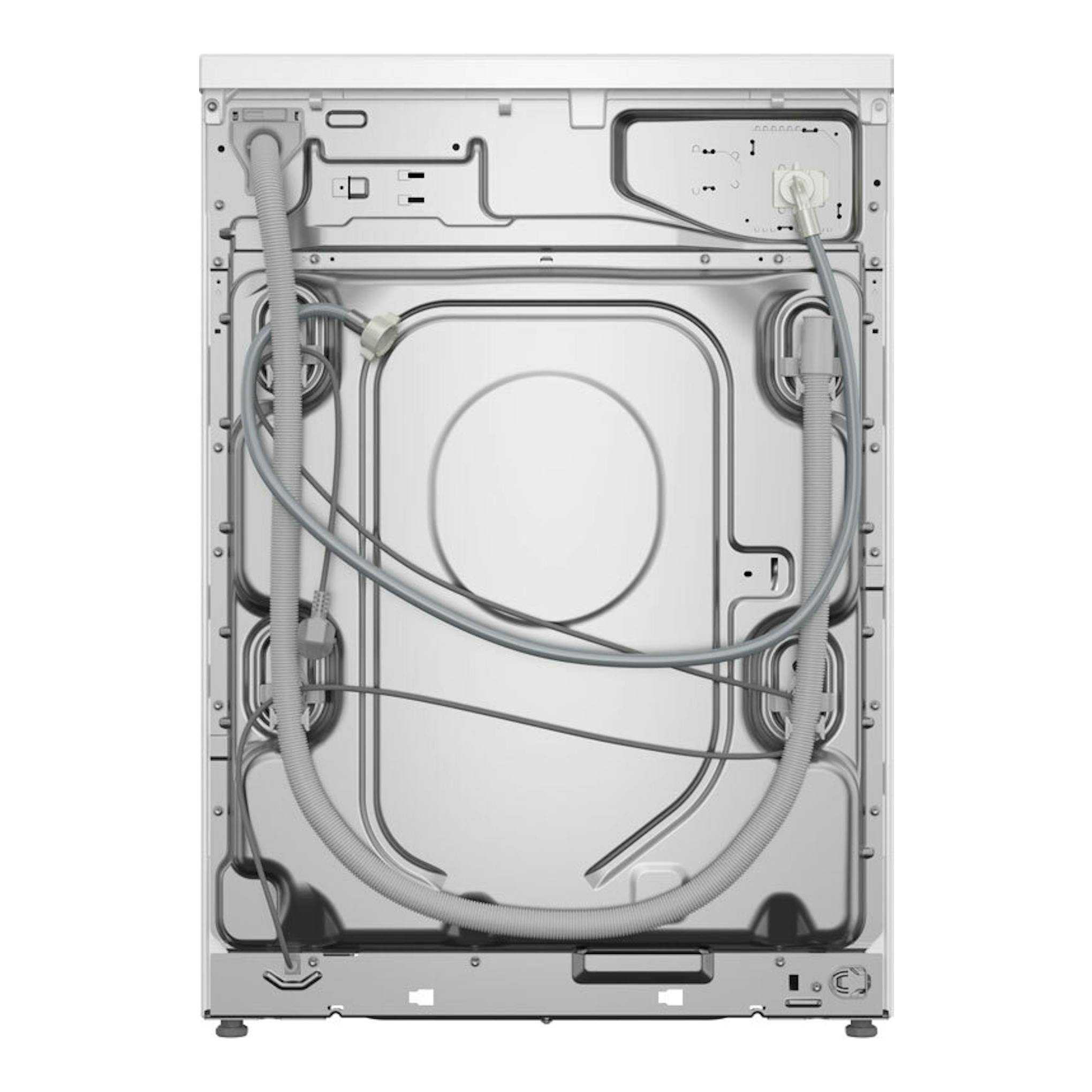 Bosch WGG256Z1ES, vista trasera de lavadora blanca con mangueras y cableado visibles.