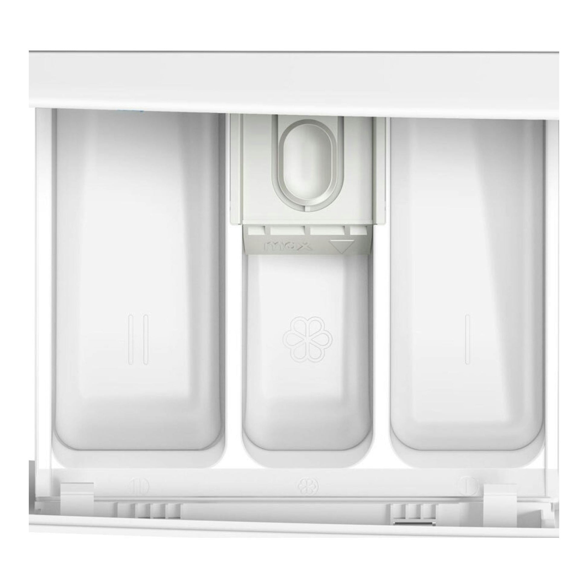 Lavadora Bosch WGG256Z1ES, cajetín de detergente blanco en vista frontal.