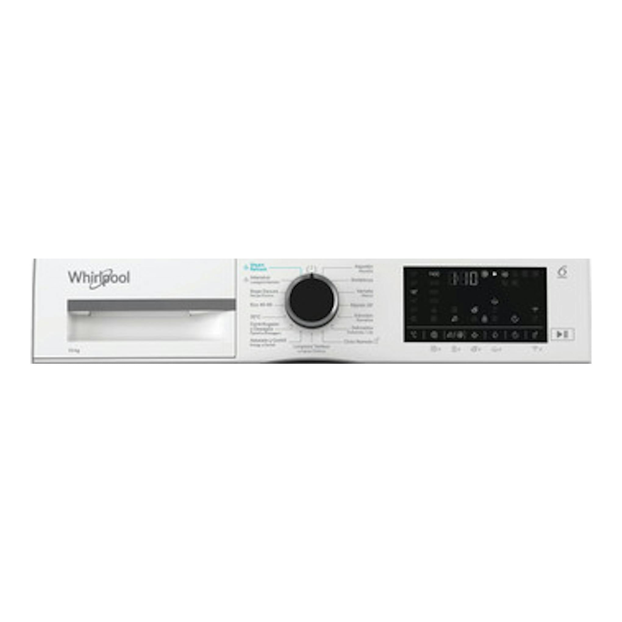 Lavadora de carga frontal Whirlpool WAM 07WB SPT, blanca, vista frontal.