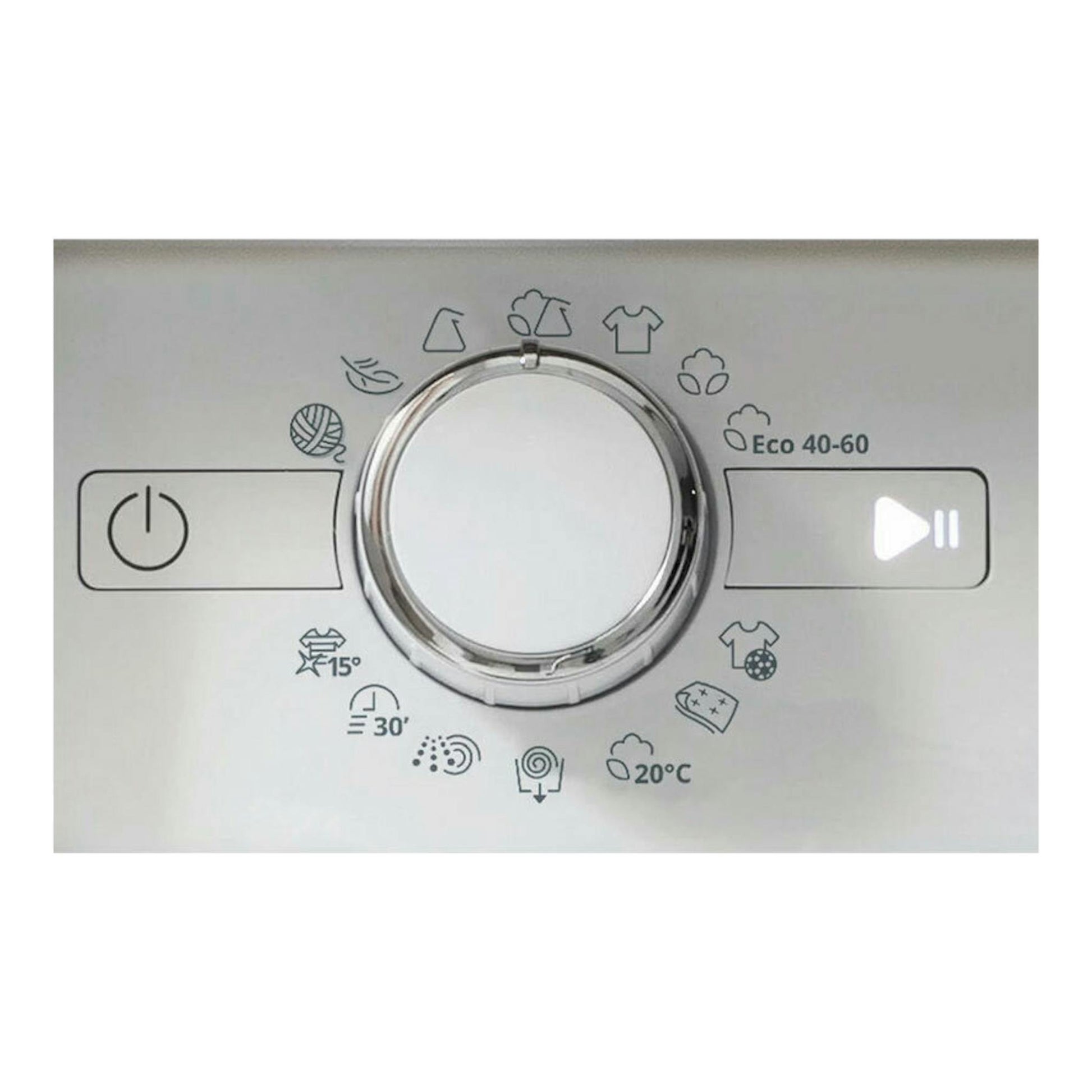 Panel frontal de lavadora Whirlpool BIWMWG81485EEU, con selector central, botón de inicio y programa Eco 40-60.