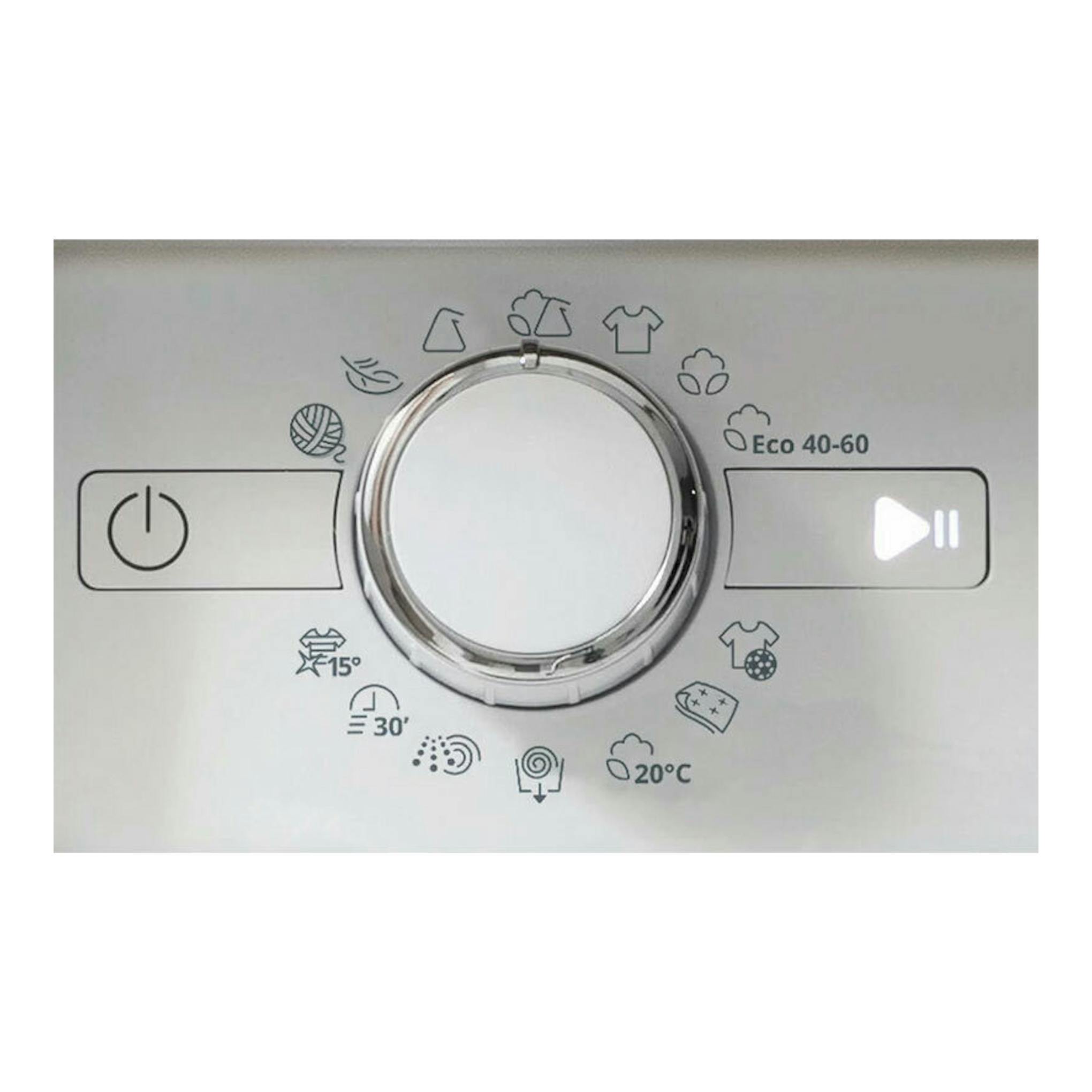 Panel frontal de lavadora Whirlpool BIWMWG81485EEU, con selector central, botón de inicio y programa Eco 40-60.