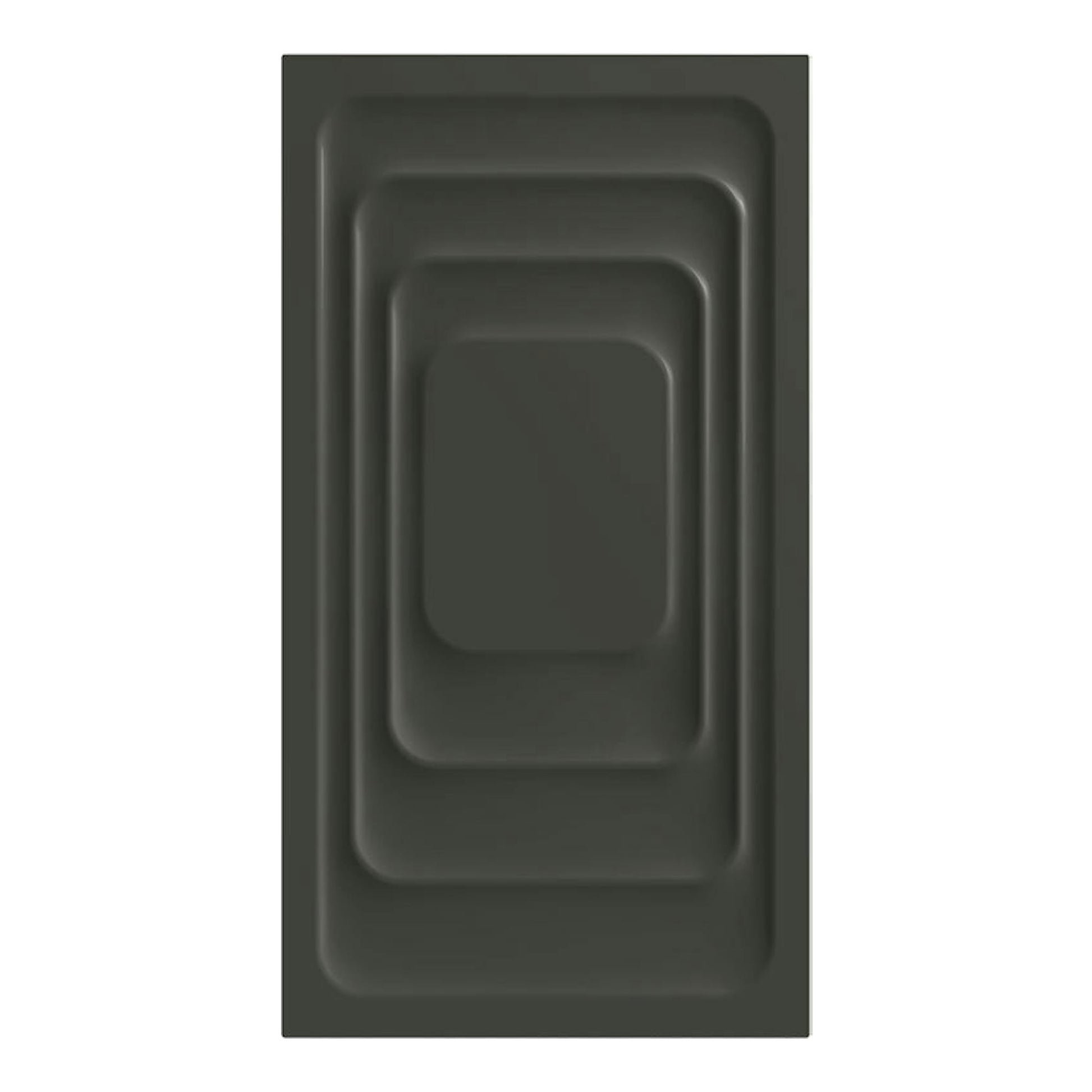 Whirlpool WAD 9636G SPT, panel frontal gris oscuro con rectángulos redondeados concéntricos.