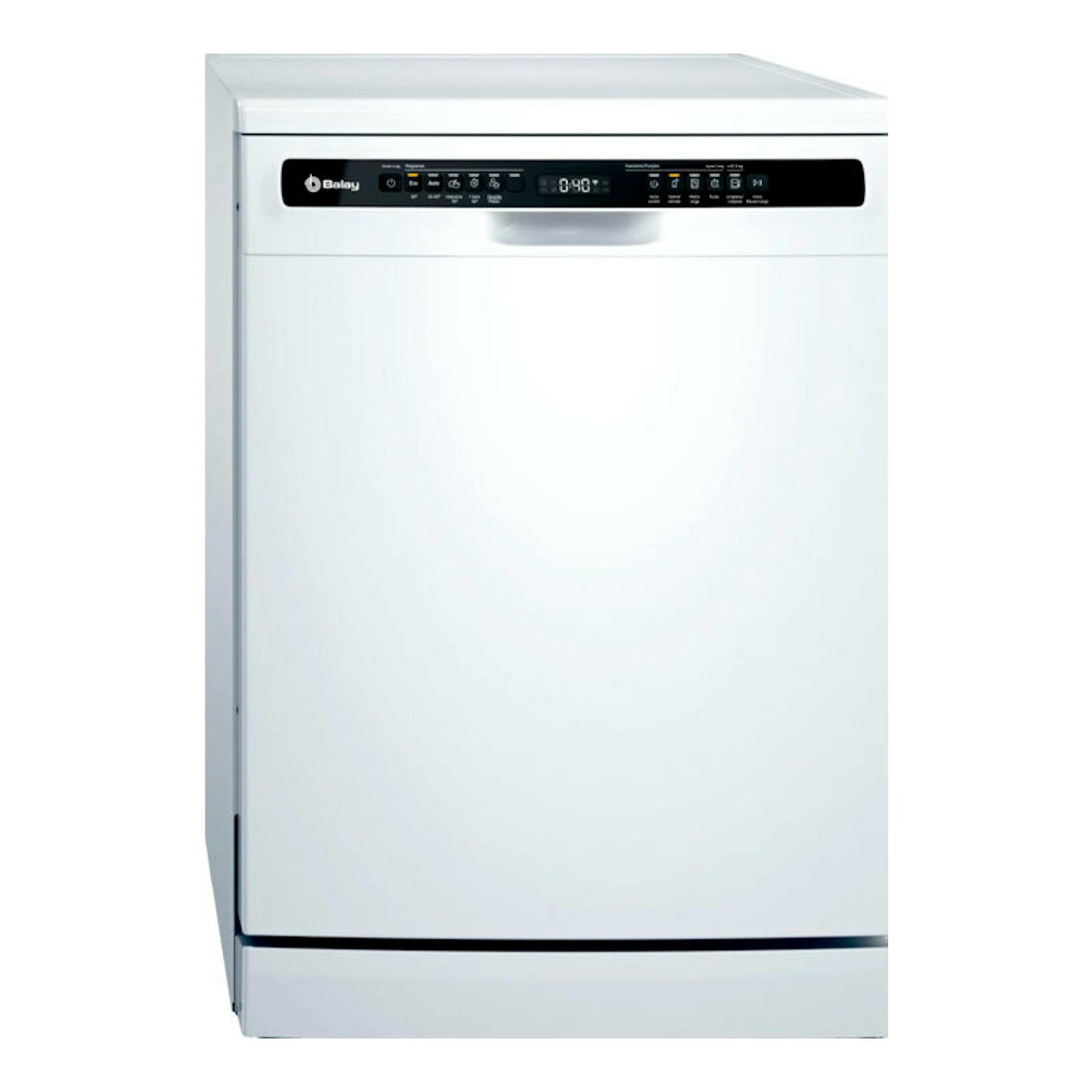 Lavavajillas Balay 3VS5011BA blanco, vista frontal, con panel de control superior.