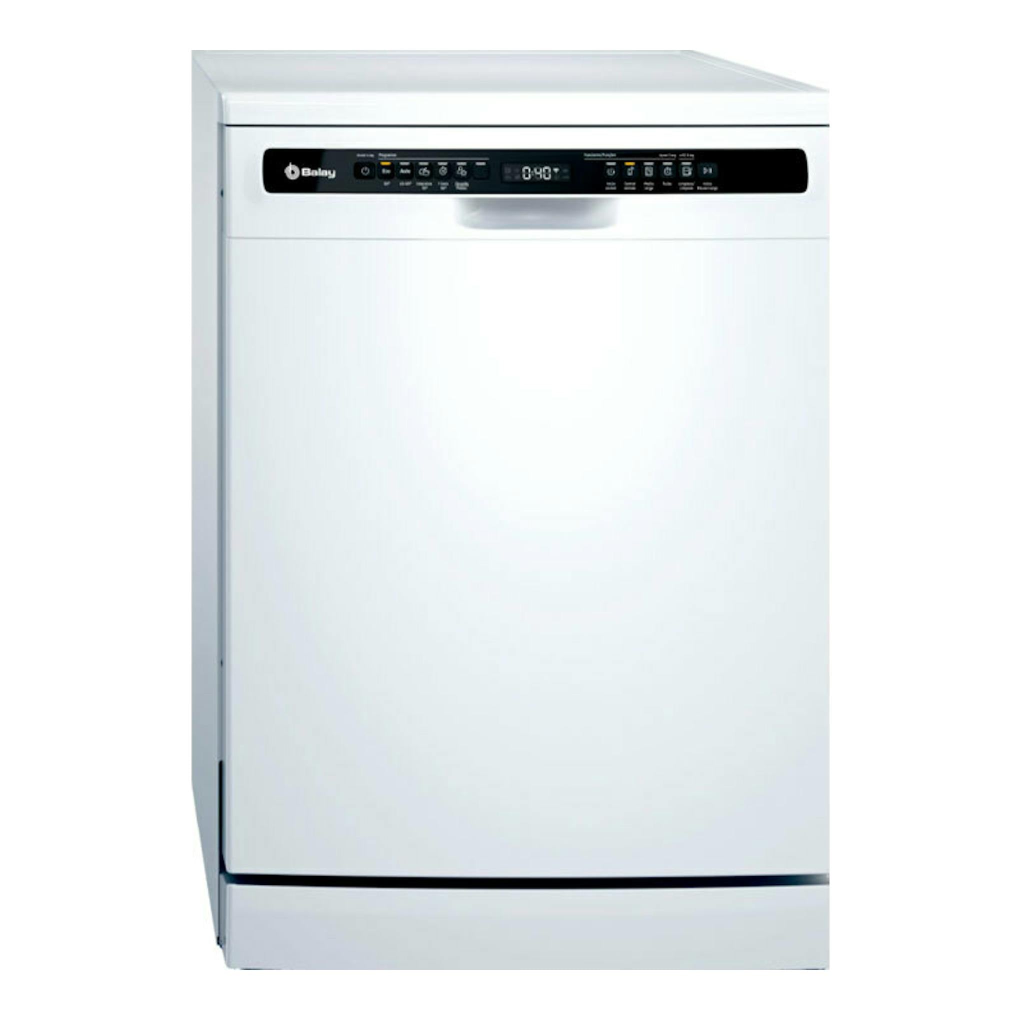 Lavavajillas Balay 3VS5011BA blanco, vista frontal, con panel de control superior.