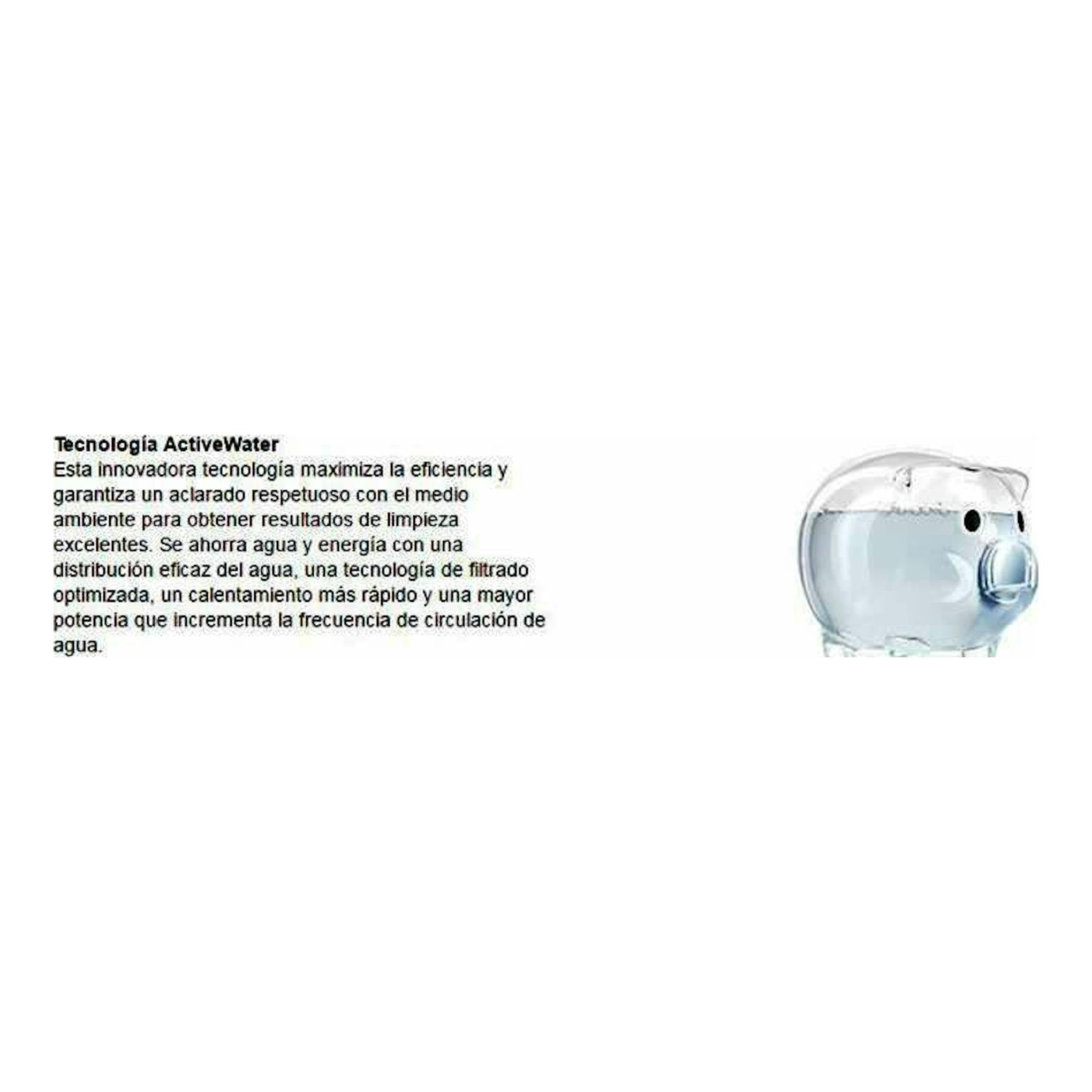 Bosch SMS25AW05E: gráfico con una hucha transparente llena de agua y texto sobre tecnología ActiveWater.