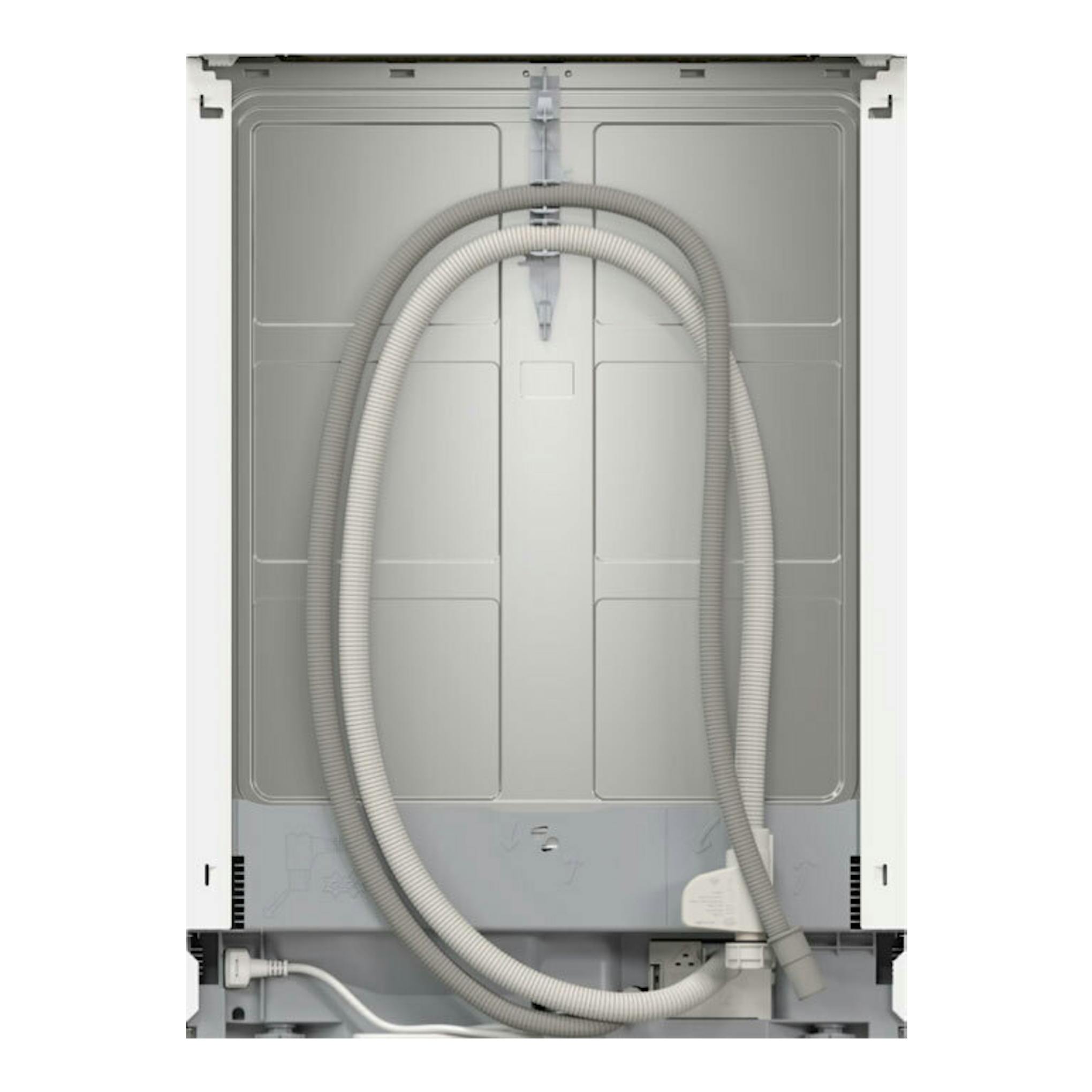 Lavavajillas Bosch SMS2HMW04E blanco, vista trasera con mangueras y panel posterior.