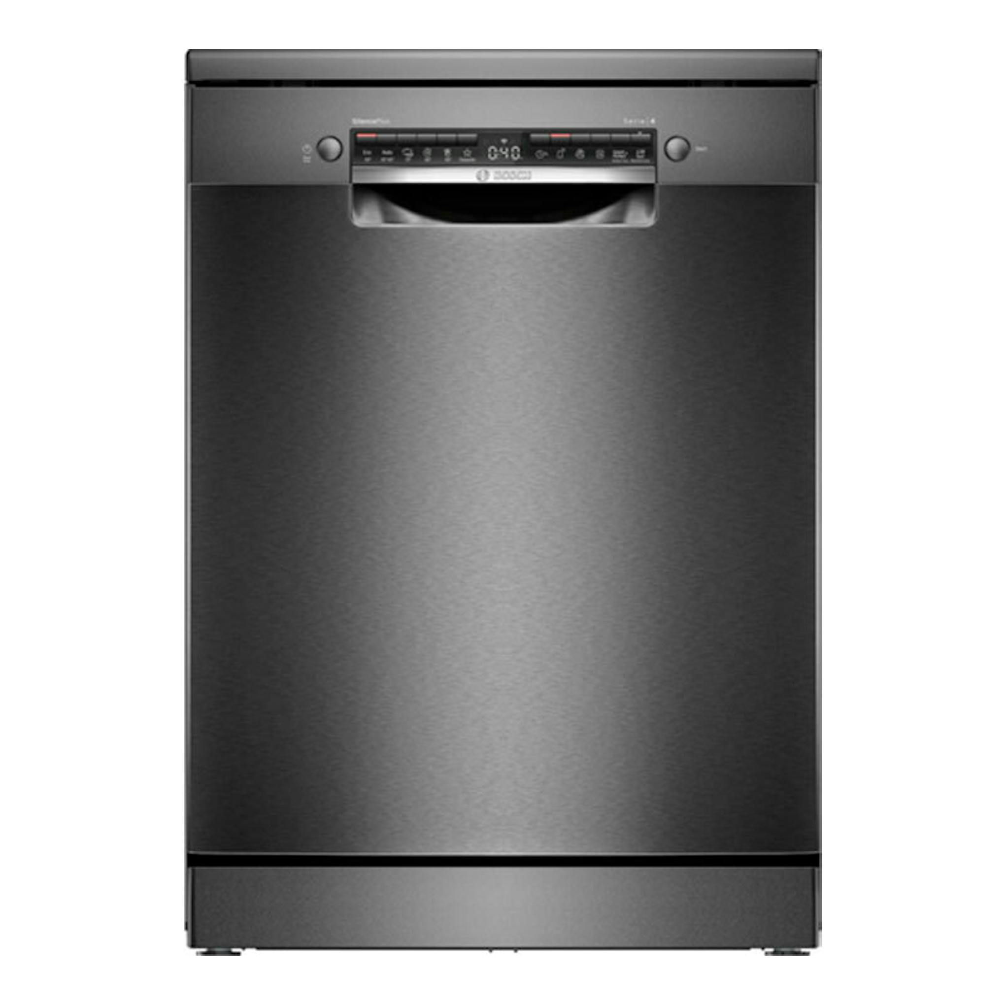 Lavavajillas Bosch SMS4EMC06E de 60 cm, vista frontal, acabado gris oscuro.