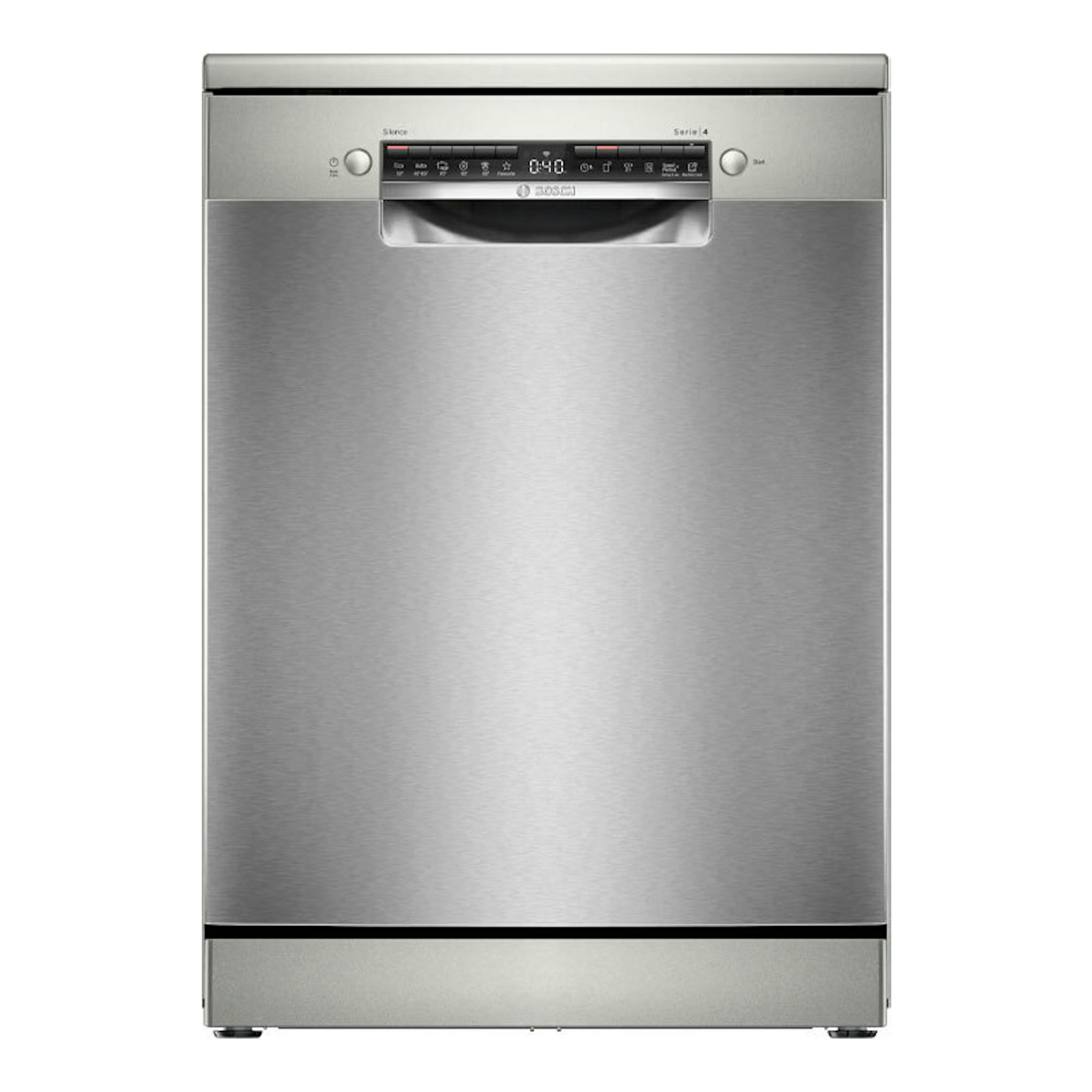 Lavavajillas Bosch SMS4HMI07E de 60 cm, acero inoxidable, vista frontal.