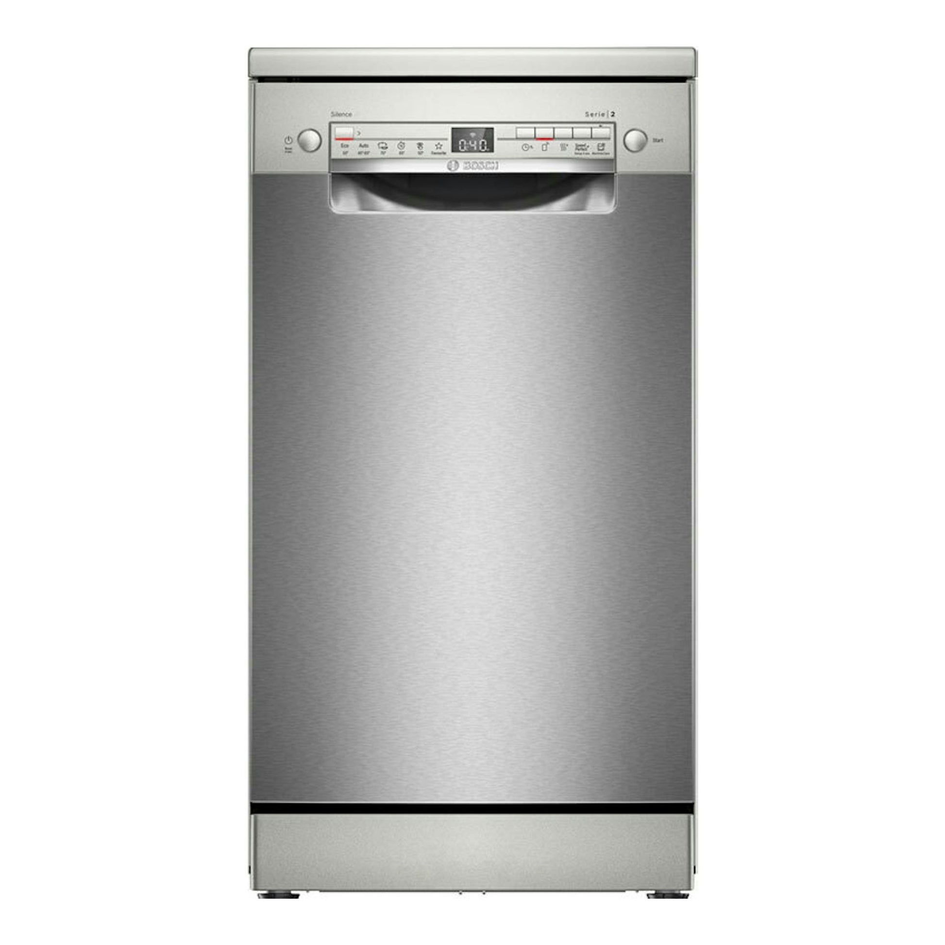 Lavavajillas Bosch SPS2HKI58E Serie 2, acero inoxidable, vista frontal.