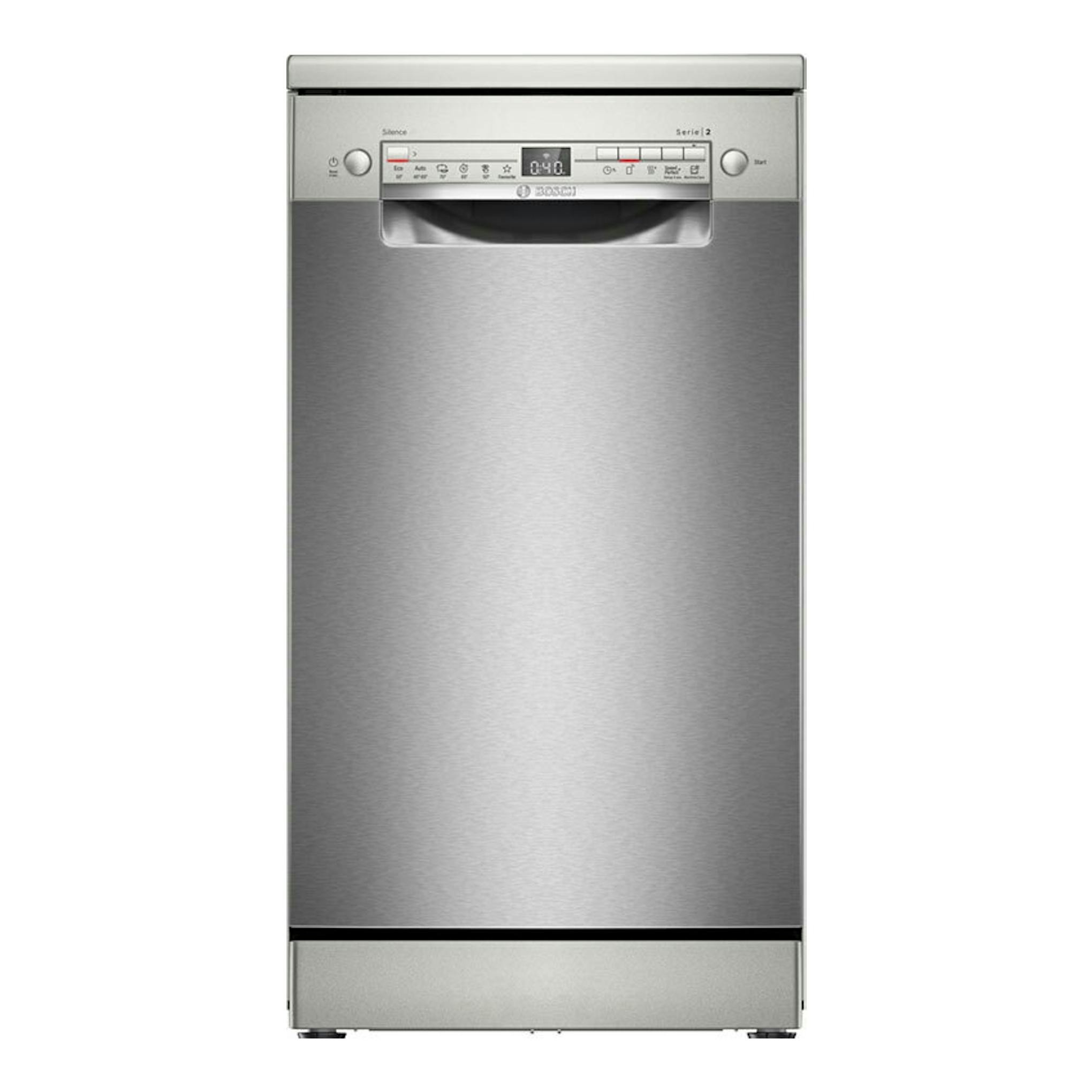 Lavavajillas Bosch SPS2HKI58E Serie 2, acero inoxidable, vista frontal.