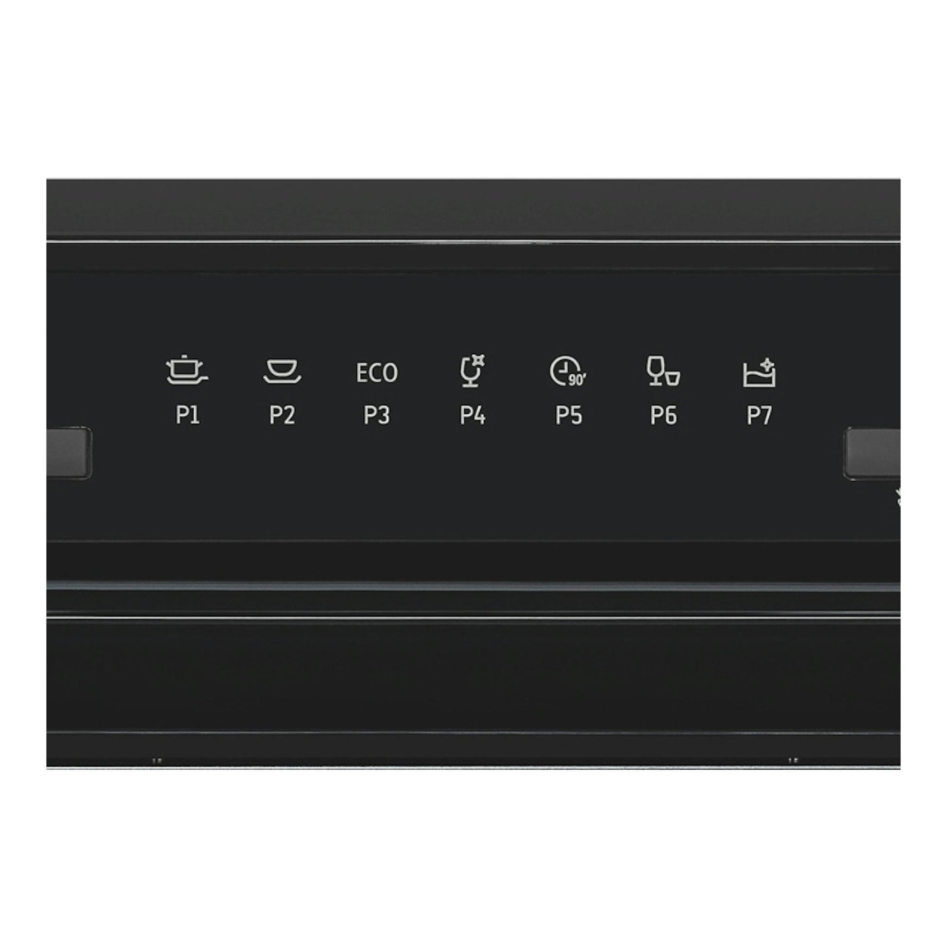 Lavavajillas Exquisit GSP508-030D negro, vista frontal con panel de programas P1-P7.