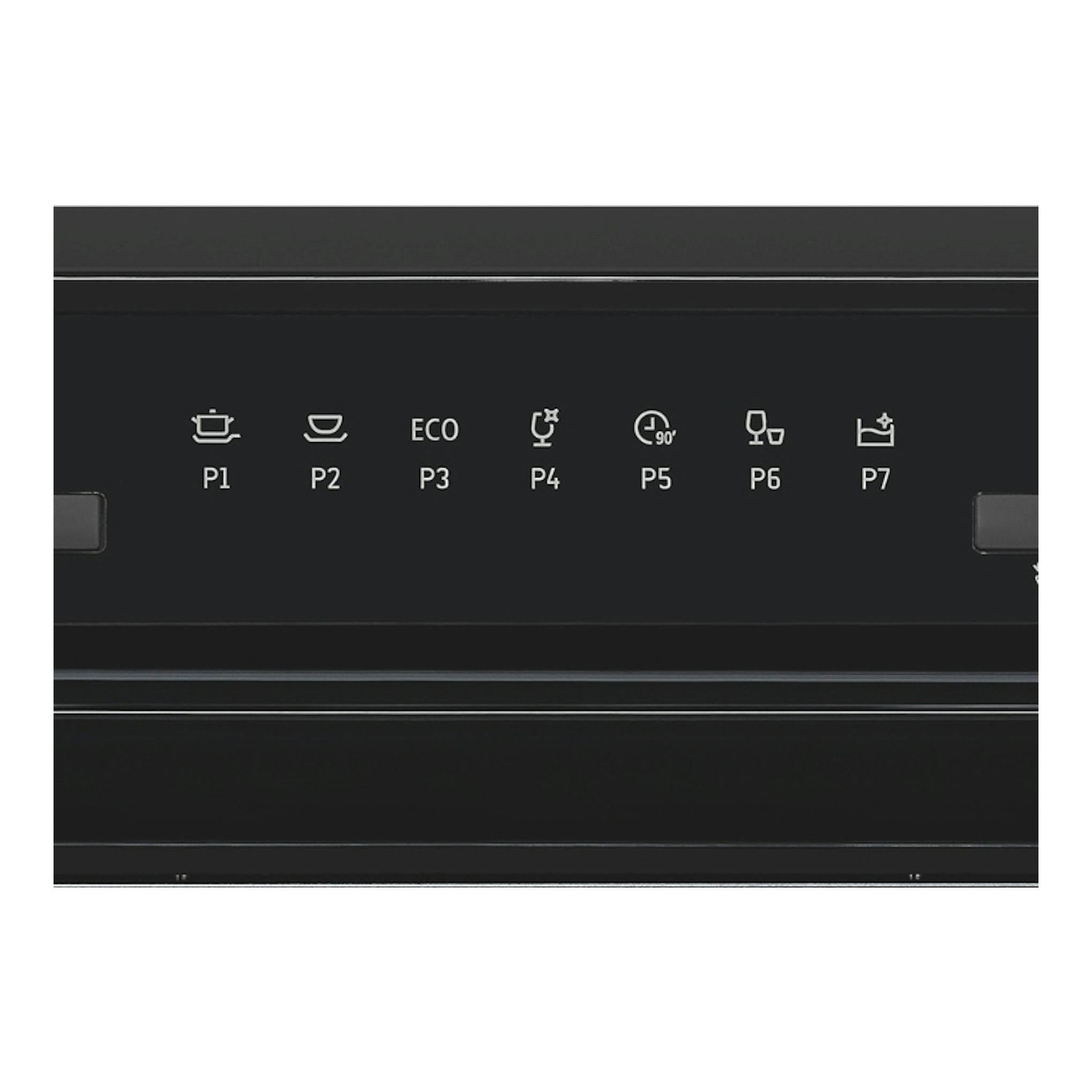 Lavavajillas Exquisit GSP508-030D negro, vista frontal con panel de programas P1-P7.
