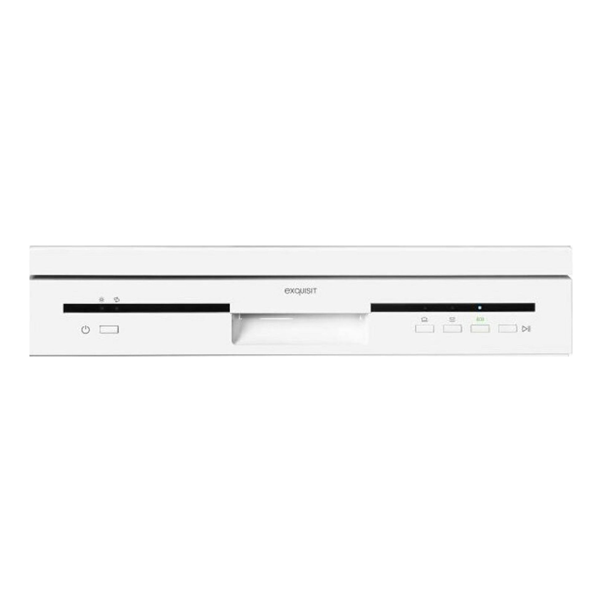 Lavavajillas blanco Exquisit GSP6012-030E, vista frontal, panel superior con botones.
