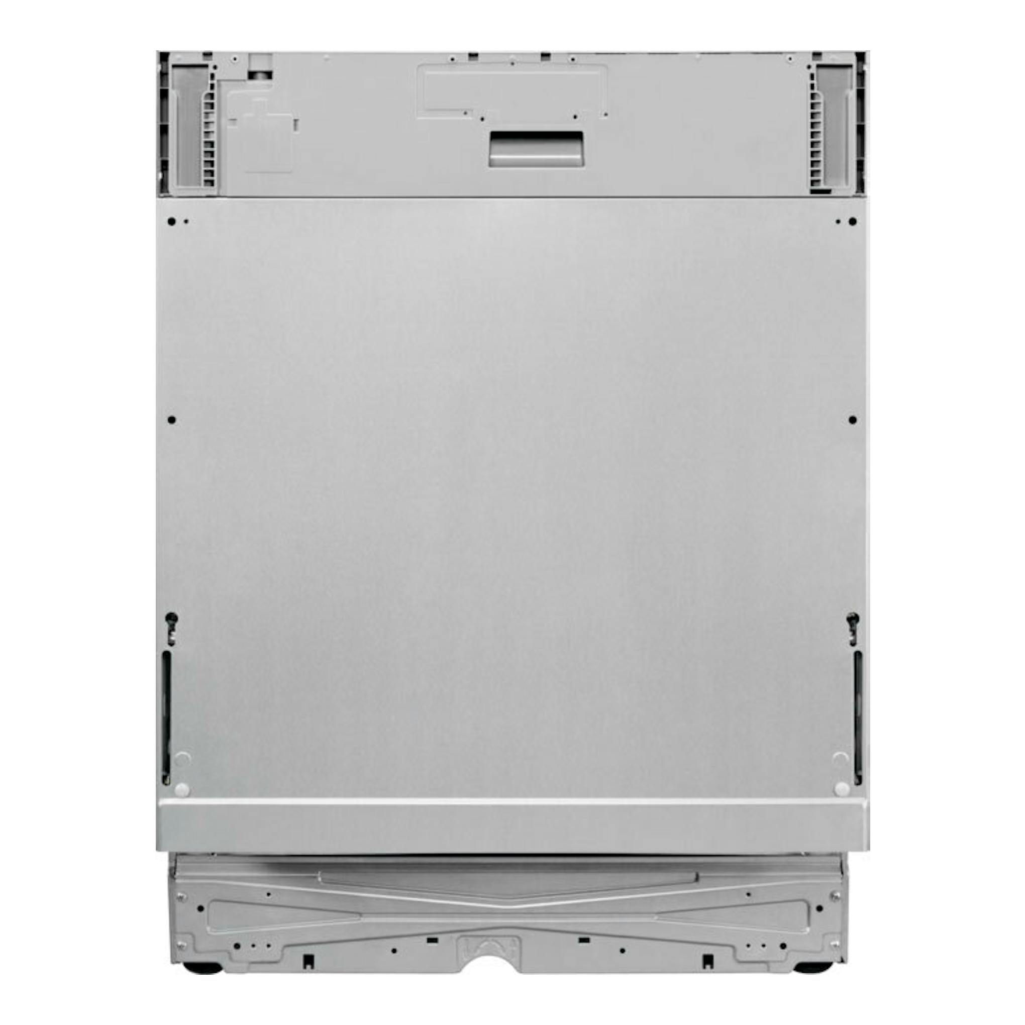 Lavavajillas integrable AEG FSB32610Z de 60 cm, vista trasera, acabado metálico plateado.