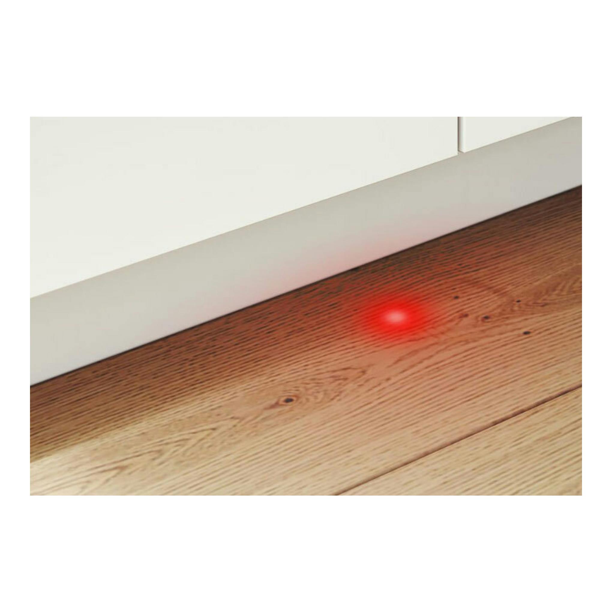 Lavavajillas integrable Bosch SPV2HKX42E de 45 cm, frontal blanco bajo mueble, con punto rojo en el suelo