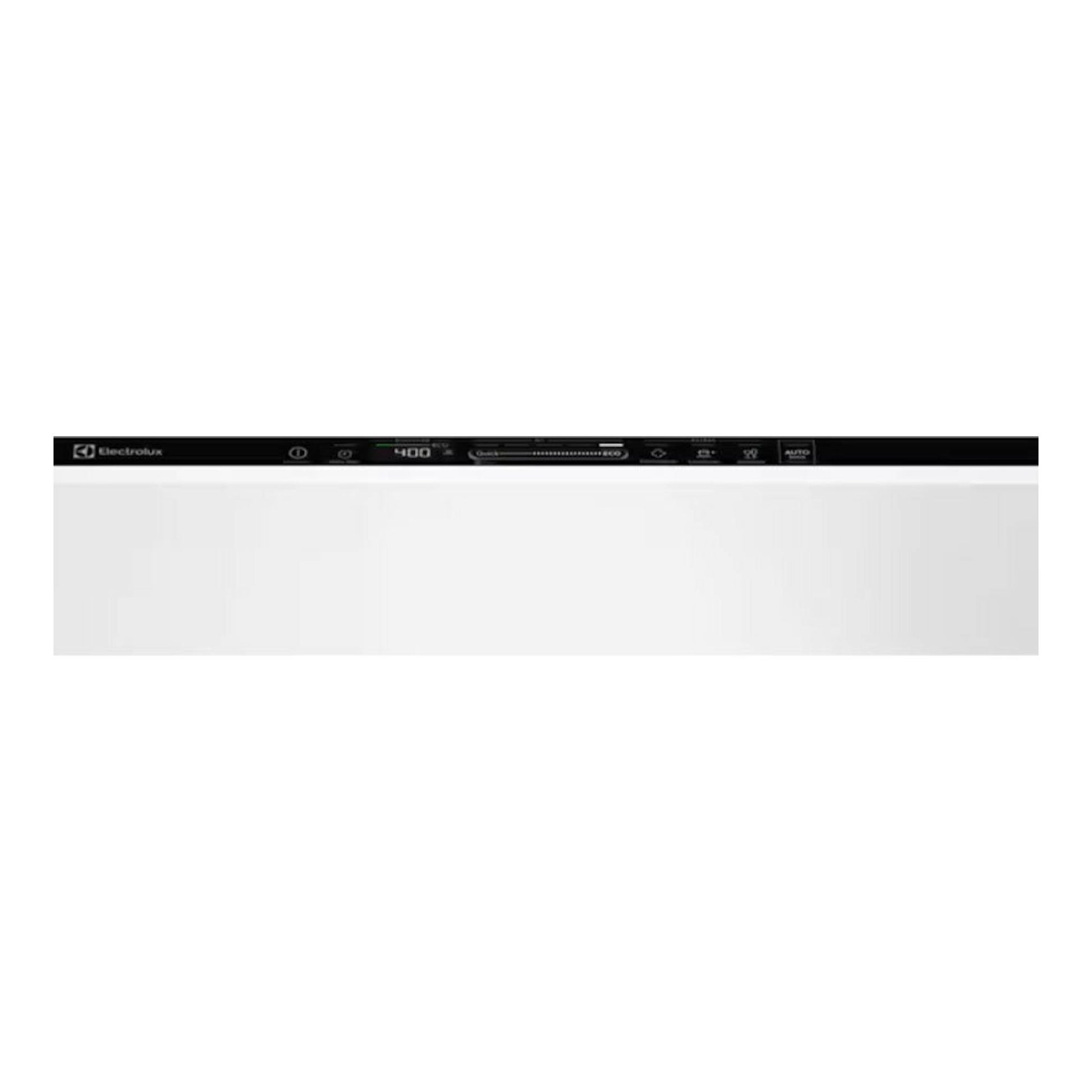 Lavavajillas integrable Electrolux EEG68500L de 60 cm, vista frontal parcial, panel negro.