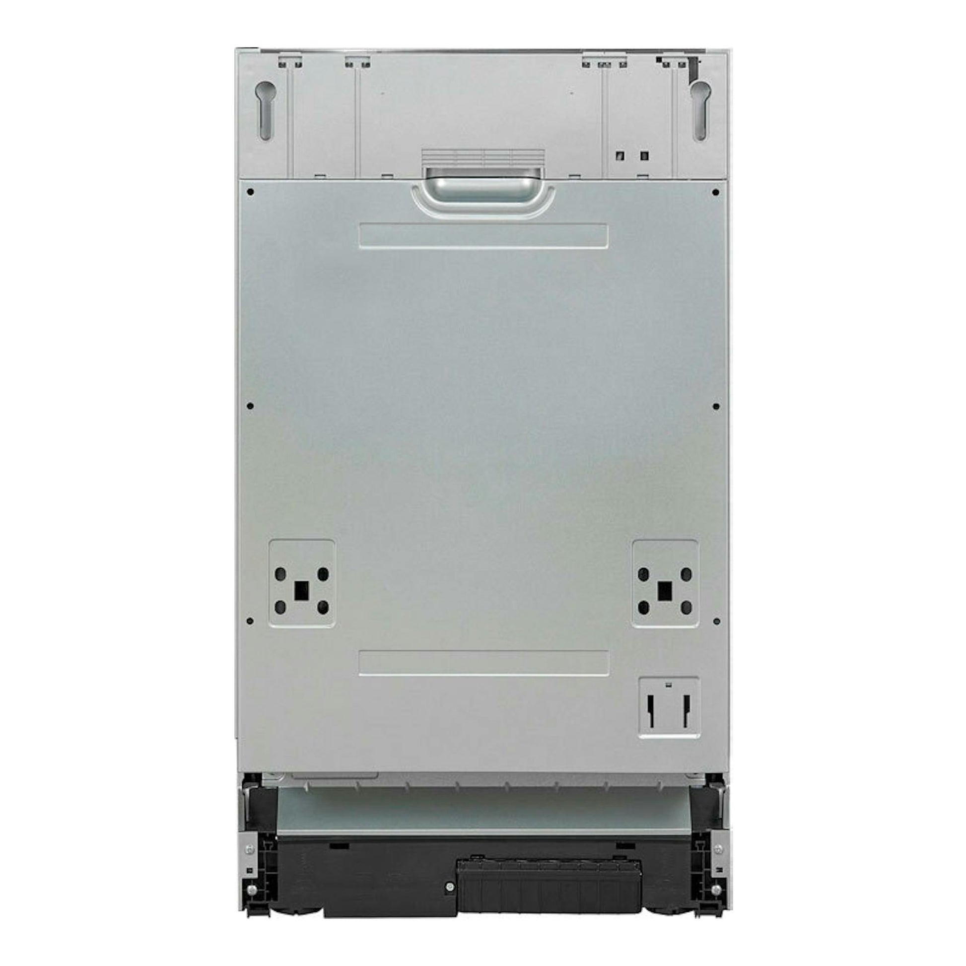 Lavavajillas integrable Exquisit EGSP1009-E-030E, vista trasera en metal plateado.