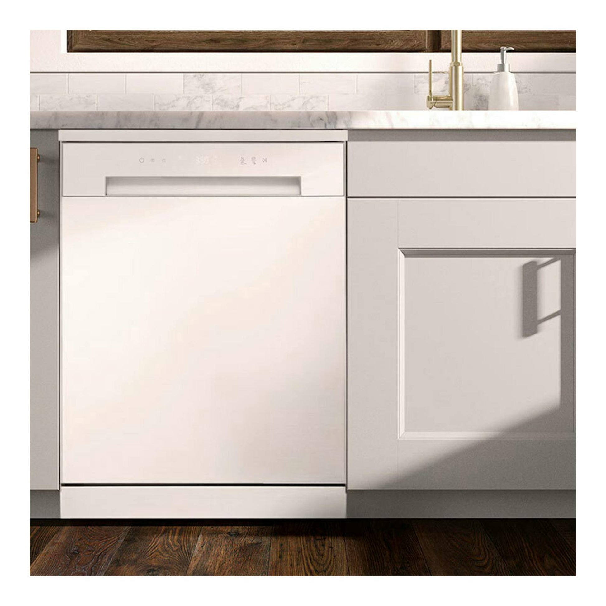 Lavavajillas LG DF030FW empotrado blanco, vista frontal.