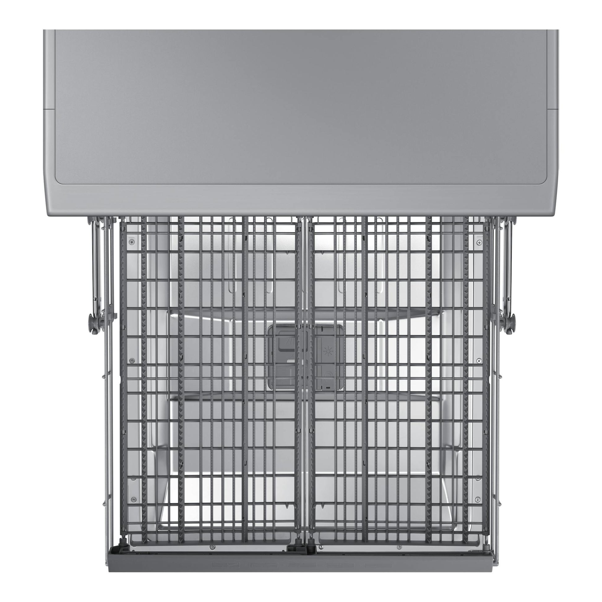 Lavavajillas Samsung DW60CG550FSRET en inox, vista frontal con la puerta abierta.