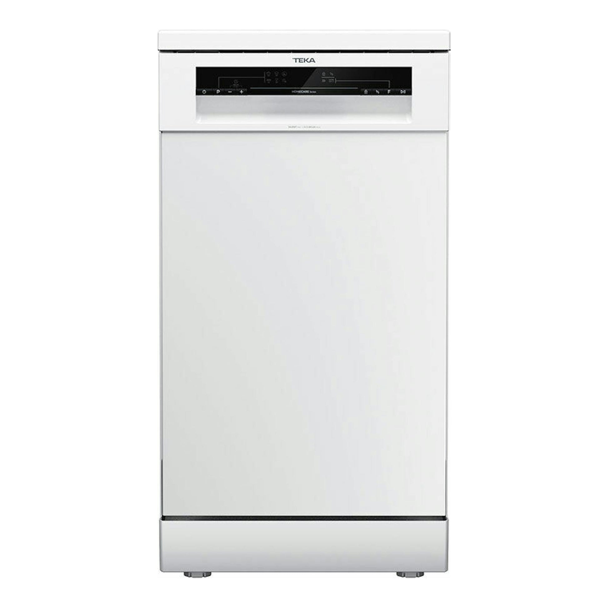Lavavajillas Teka DFS24610 blanco, vista frontal, con panel de control superior.