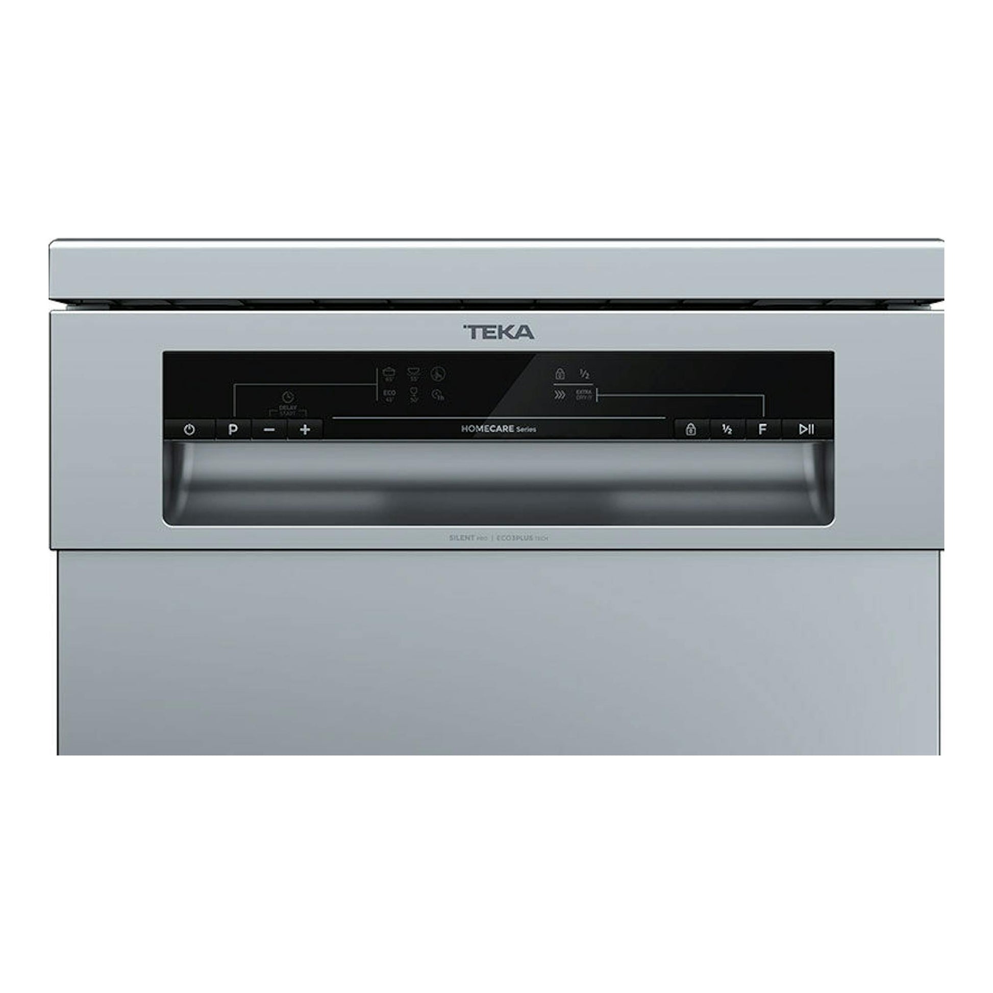 Lavavajillas Teka DFS24650 Inox de 45 cm, vista frontal, acabado en acero inoxidable.