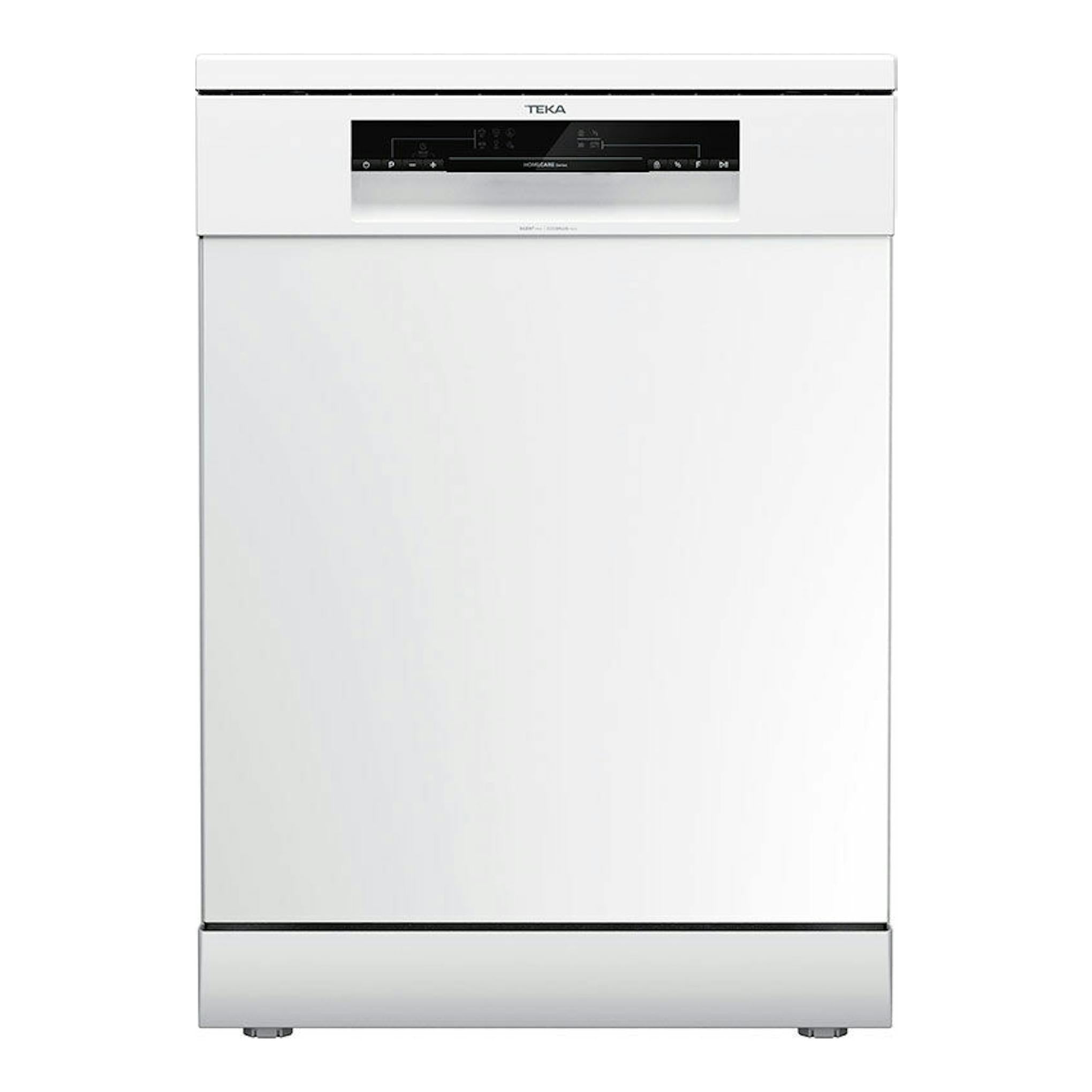 Lavavajillas Teka DFS26650 blanco, vista frontal, panel de control negro superior.