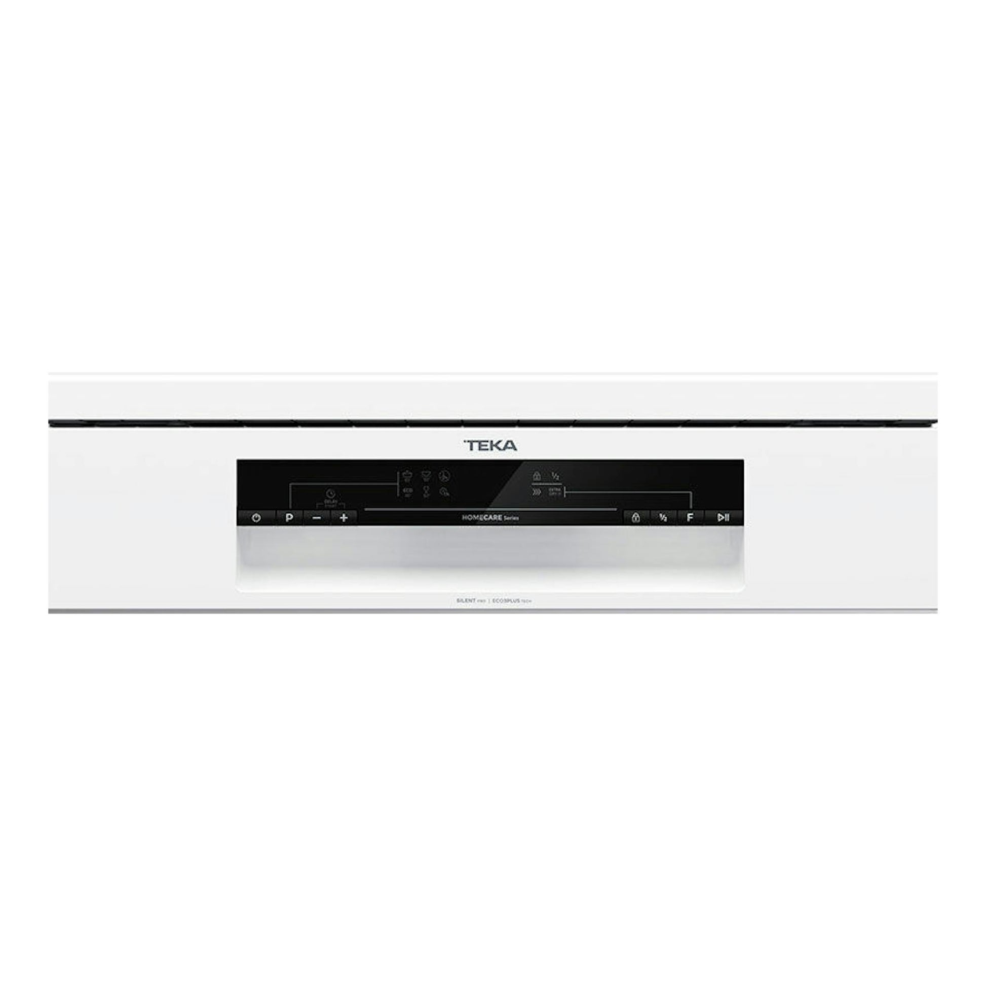 Lavavajillas Teka DFS26650 blanco, vista frontal con panel de control negro y marca TEKA centrada.