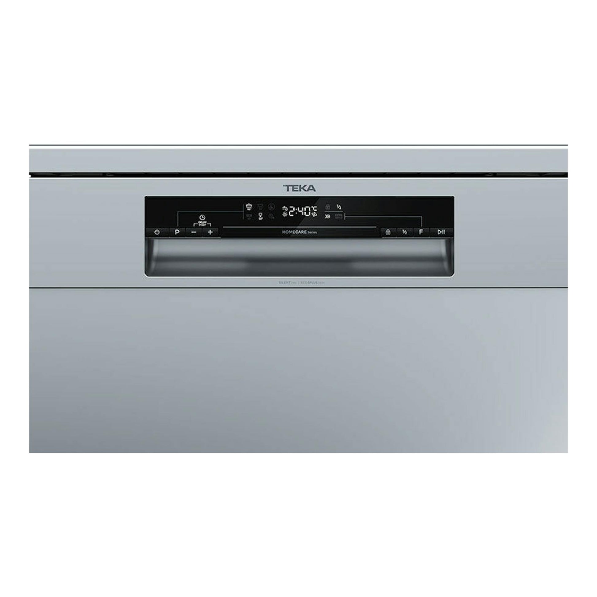 Lavavajillas integrable Teka DFS26650 SS en inox, vista frontal, con panel de control negro.